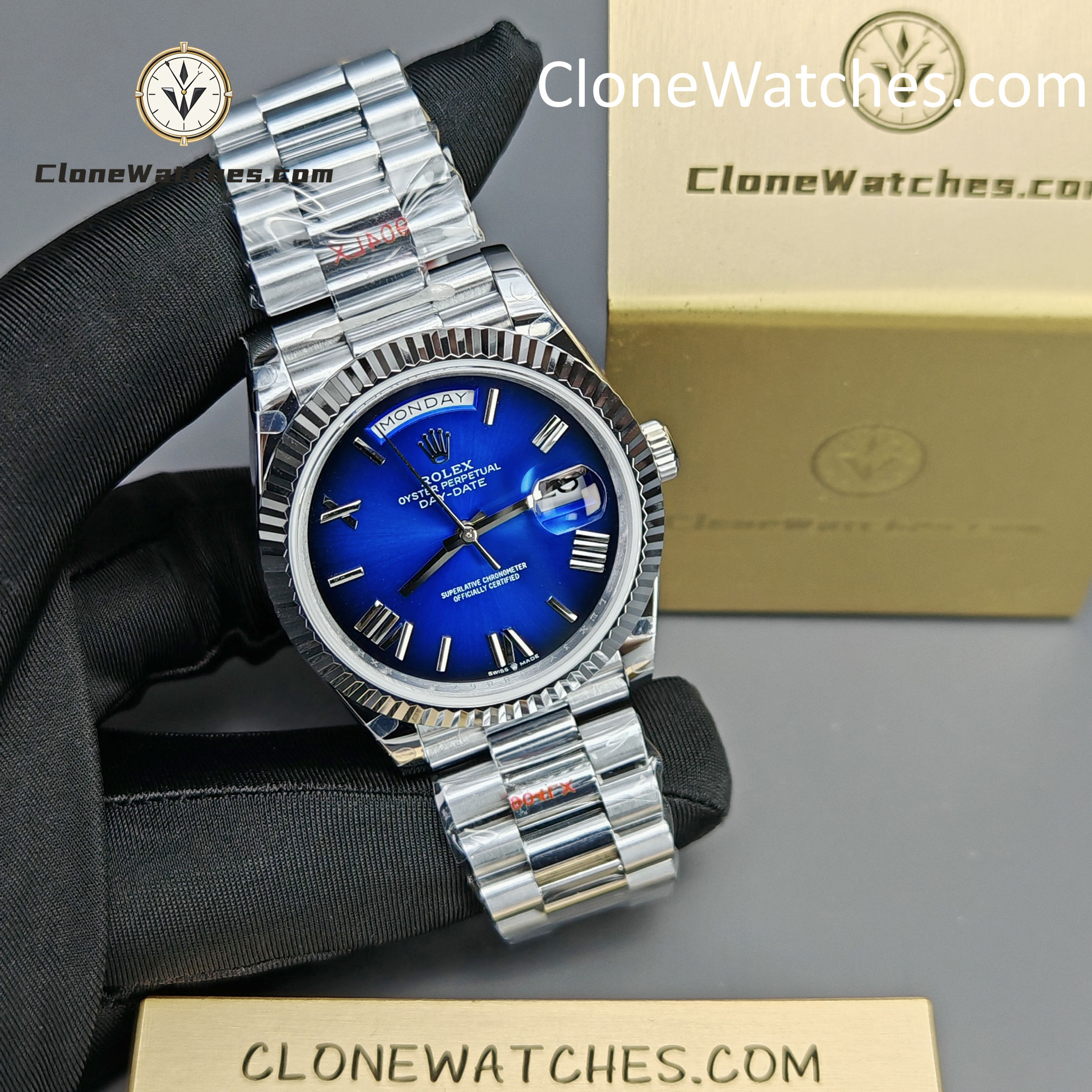 Rolex Super Clone Watches 1:1 Day Date Blue Dial 40mm m228239-0076 3255 Movement