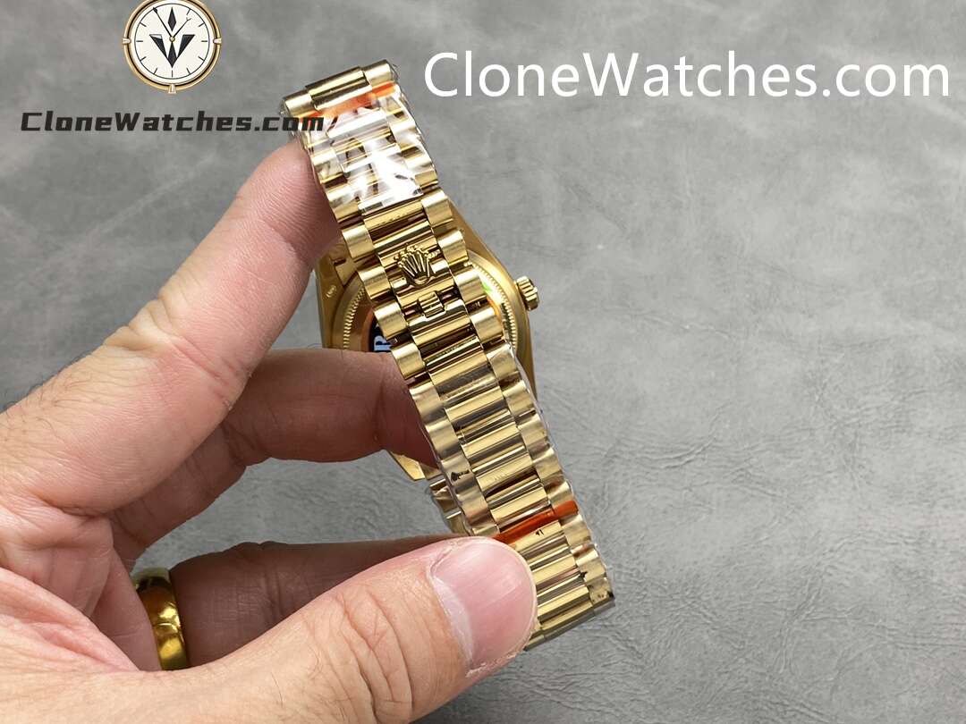 Rolex Super Clone Watches 1:1 Day Date 18K Gold Champagne Dial 36mm m128238-0008 3255 Movement