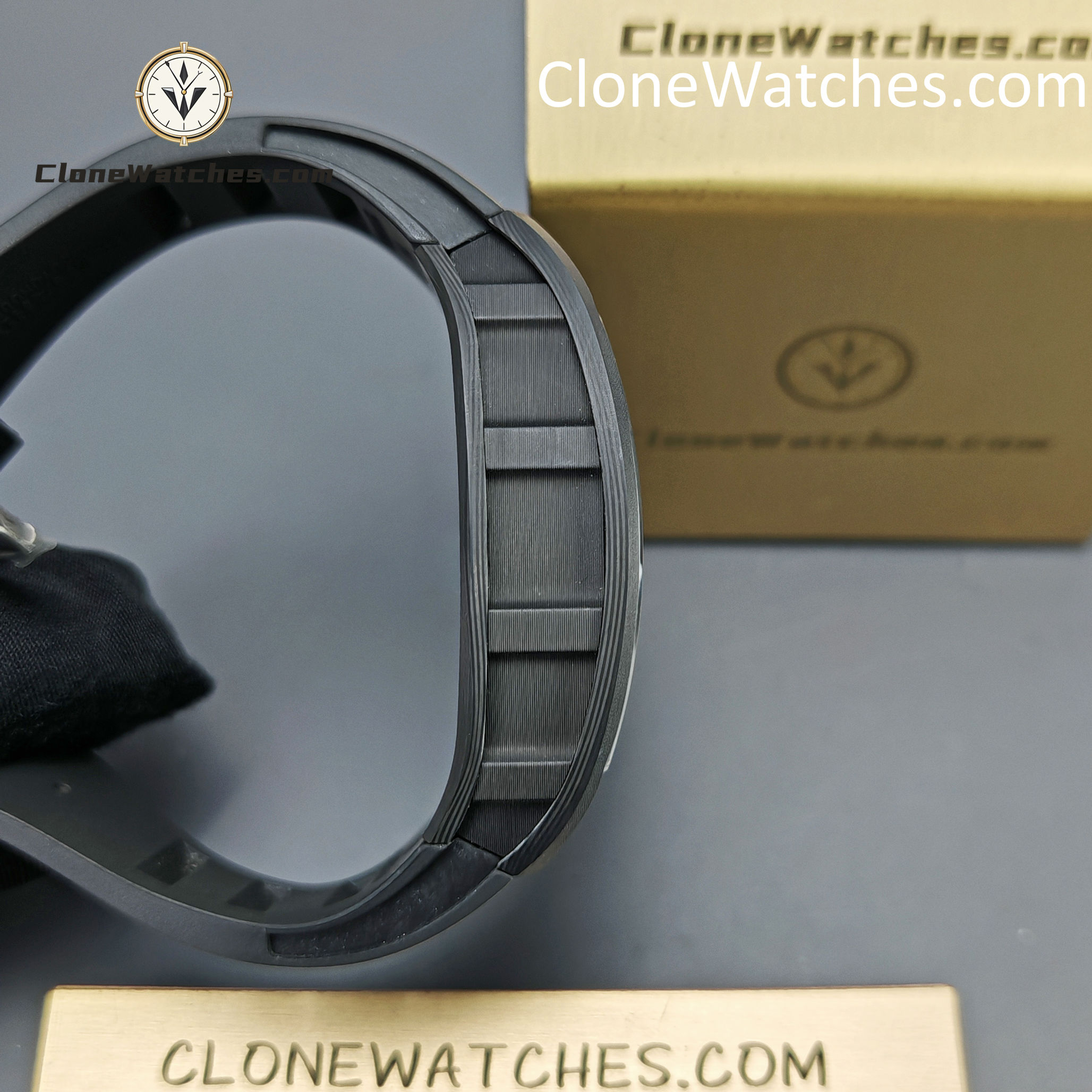 Richard Mille Super Clone Watches 1:1 RM 055 Carbon Tourbillon Black Strap