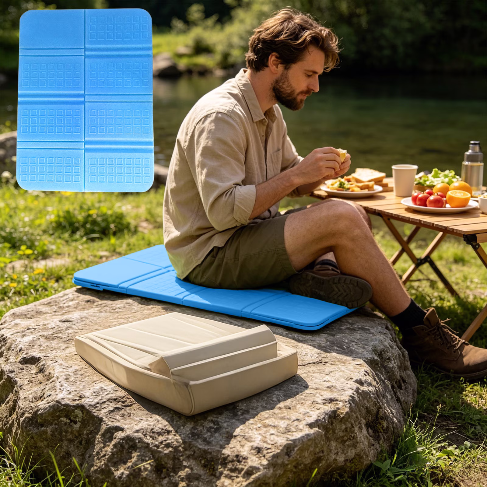 Foldable Seat Cushion, Portable Foam Sitting Pad for Camping, Hiking, Picnic, Stadium, and Travel