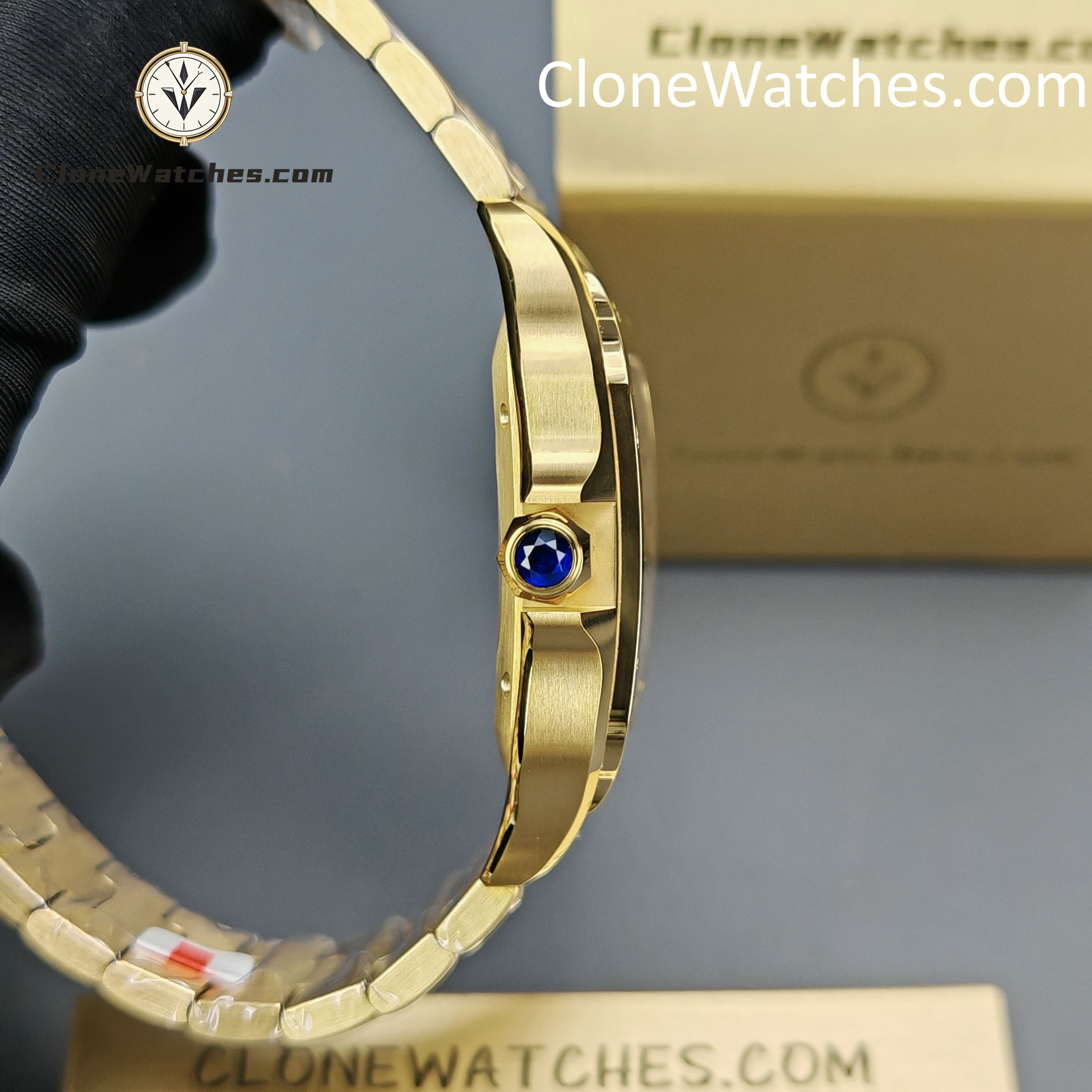 Cartier Super Clone Watches 1:1 Santos 18K Gold White Dial 39.8MM WGSA0009