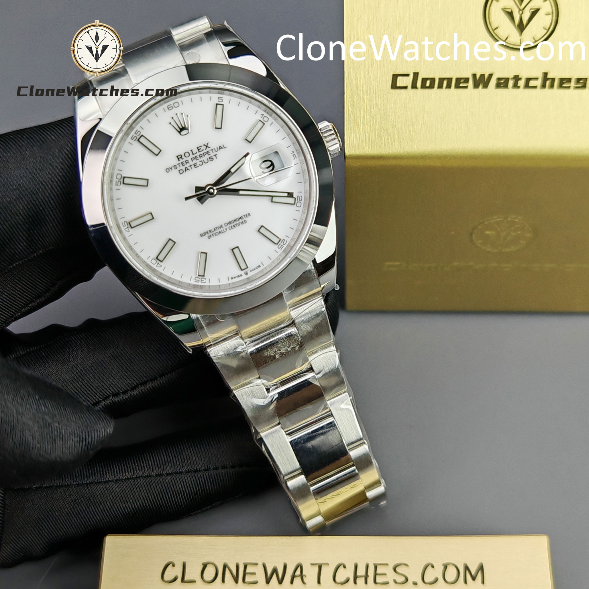 Rolex Super Clone Watches 1:1 DateJust White Dial M126300 – 0005 Oyster 41MM 3235 Movement