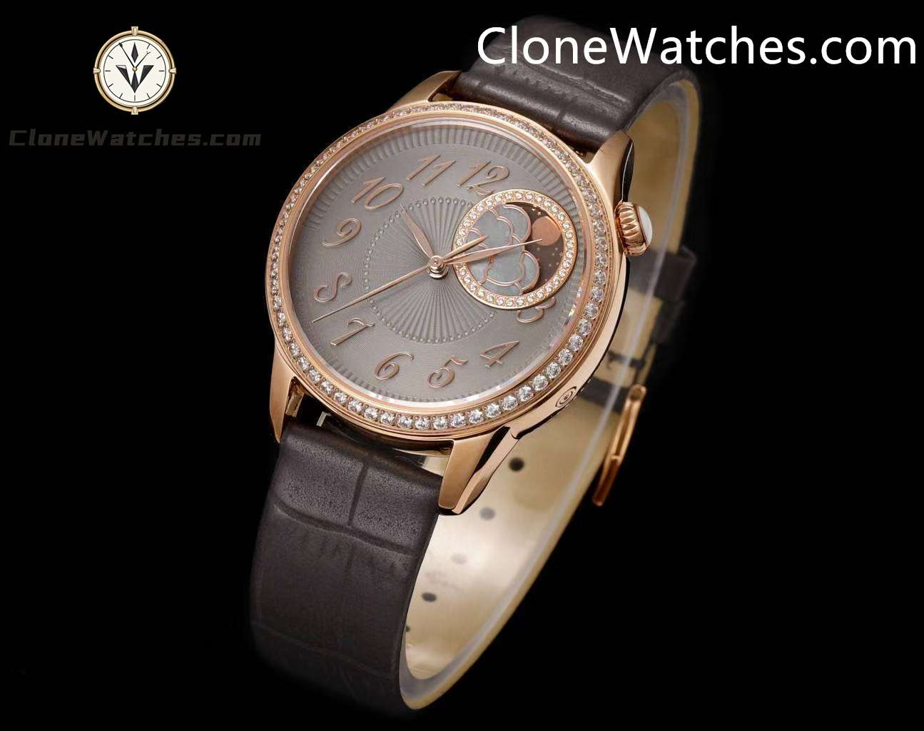 Vacheron Constantin Super Clone Watches 1:1 Égérie Moon Phase 8005F/000R-B958 Grey Dial