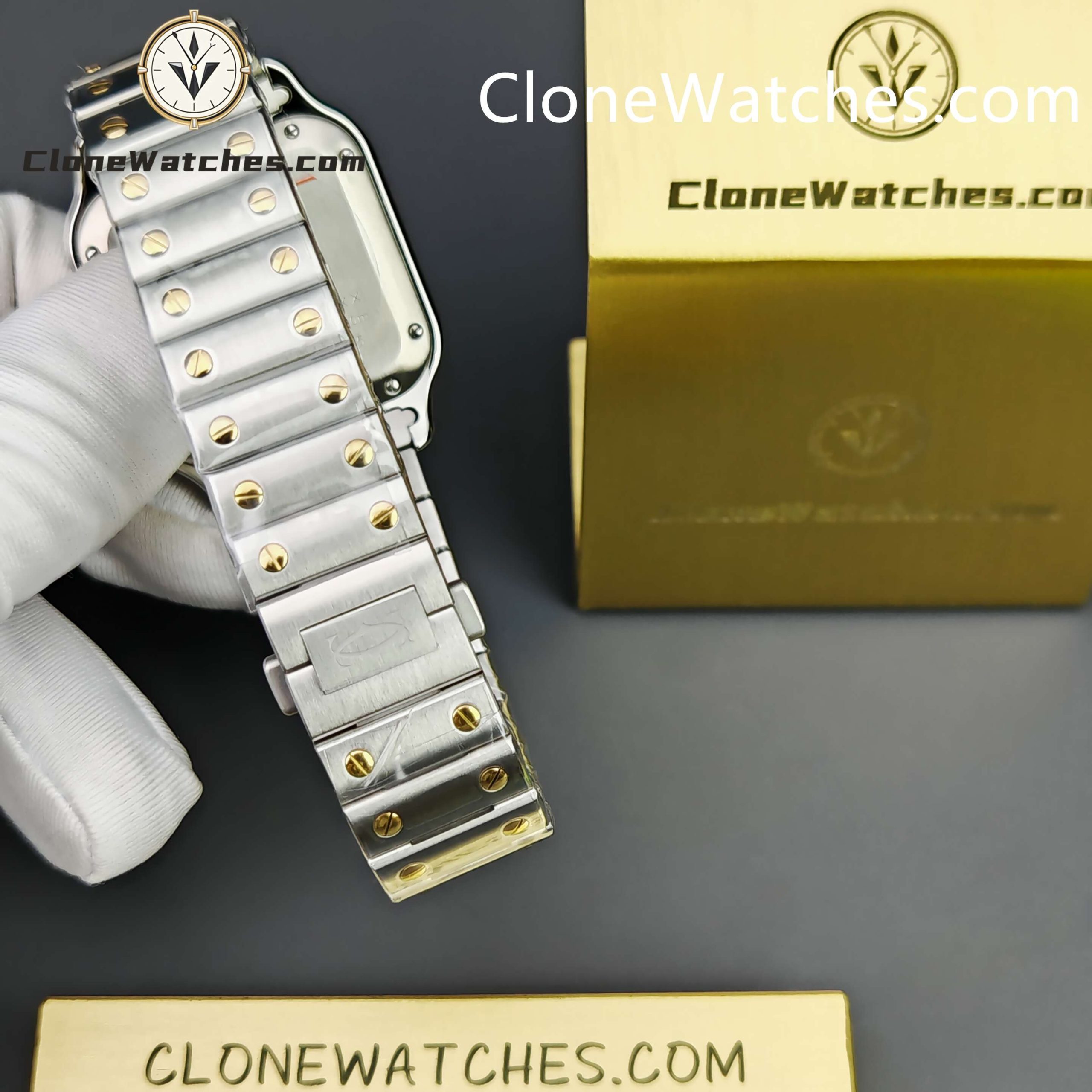 Cartier Super Clone Watches 1:1 Santos Series White Dial 18K gold plated 35.1MM W2SA0016