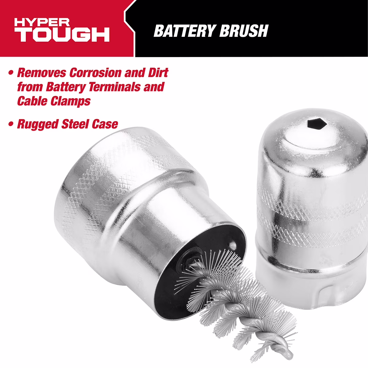 Hyper Tough Battery Terminal and Post Cleaning Brush, Model 4019