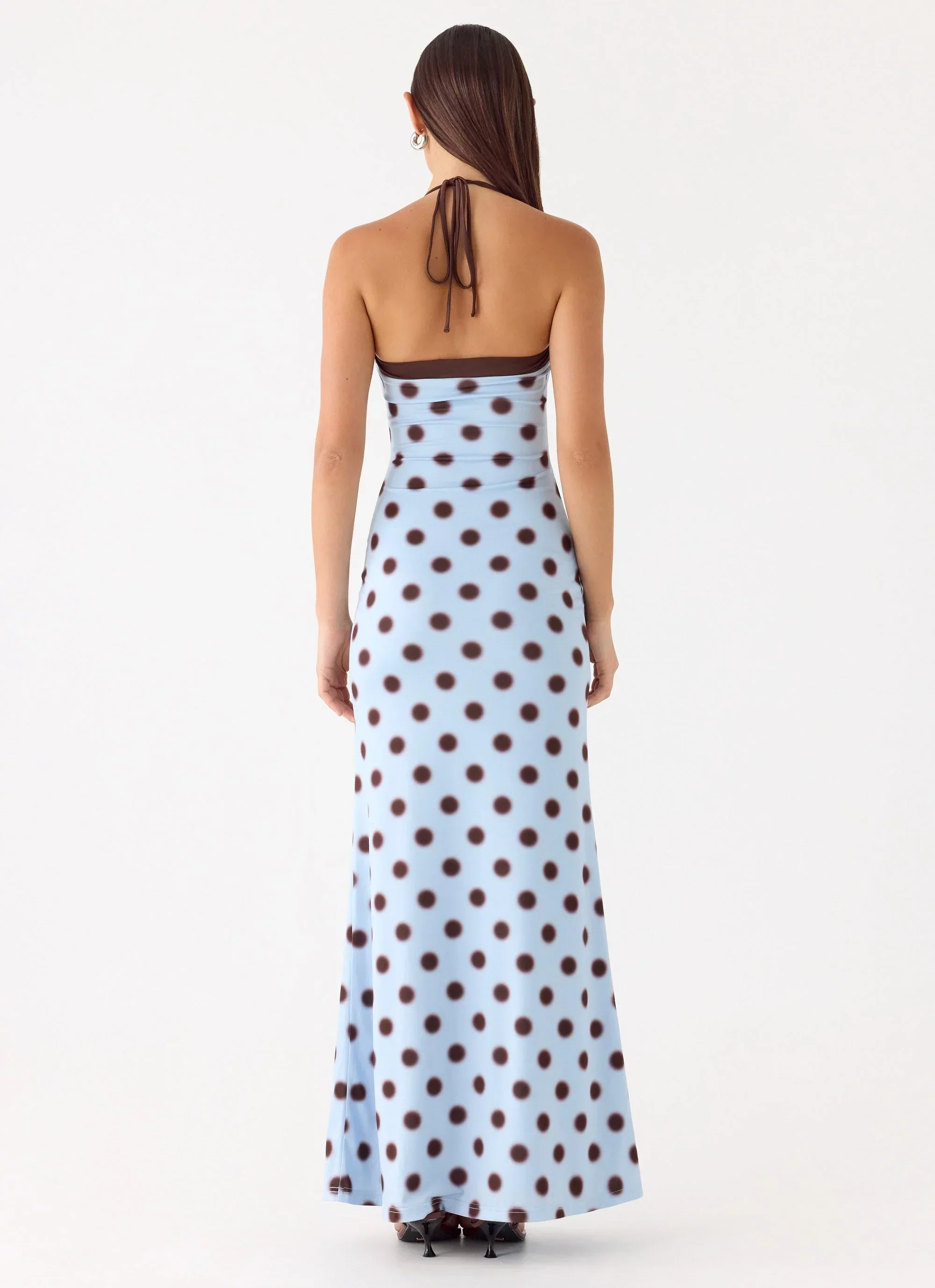 Alessandro Halter Maxi Dress - Blue Mocha Dot