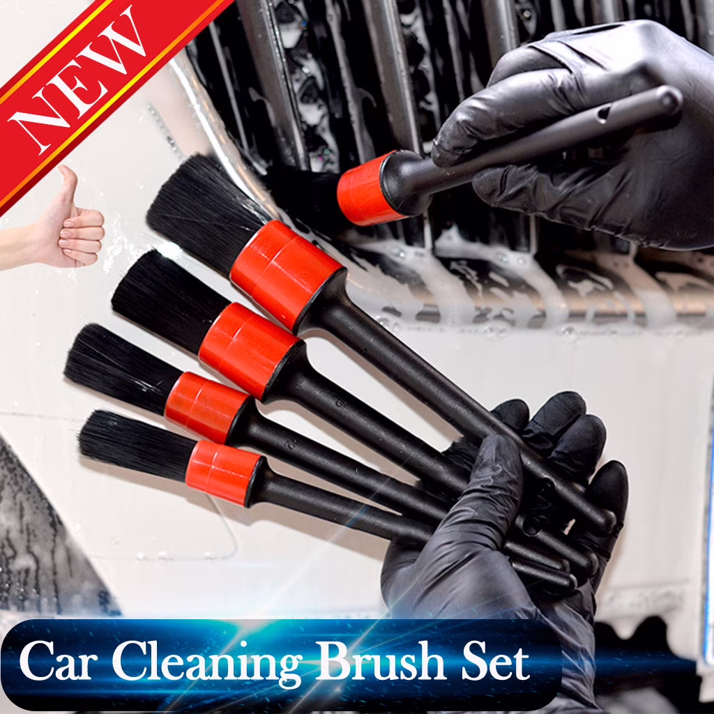 ESULOMP Detailing Brush Cleaning Natural Boar Hair Brushes Car Auto Detail Tools
