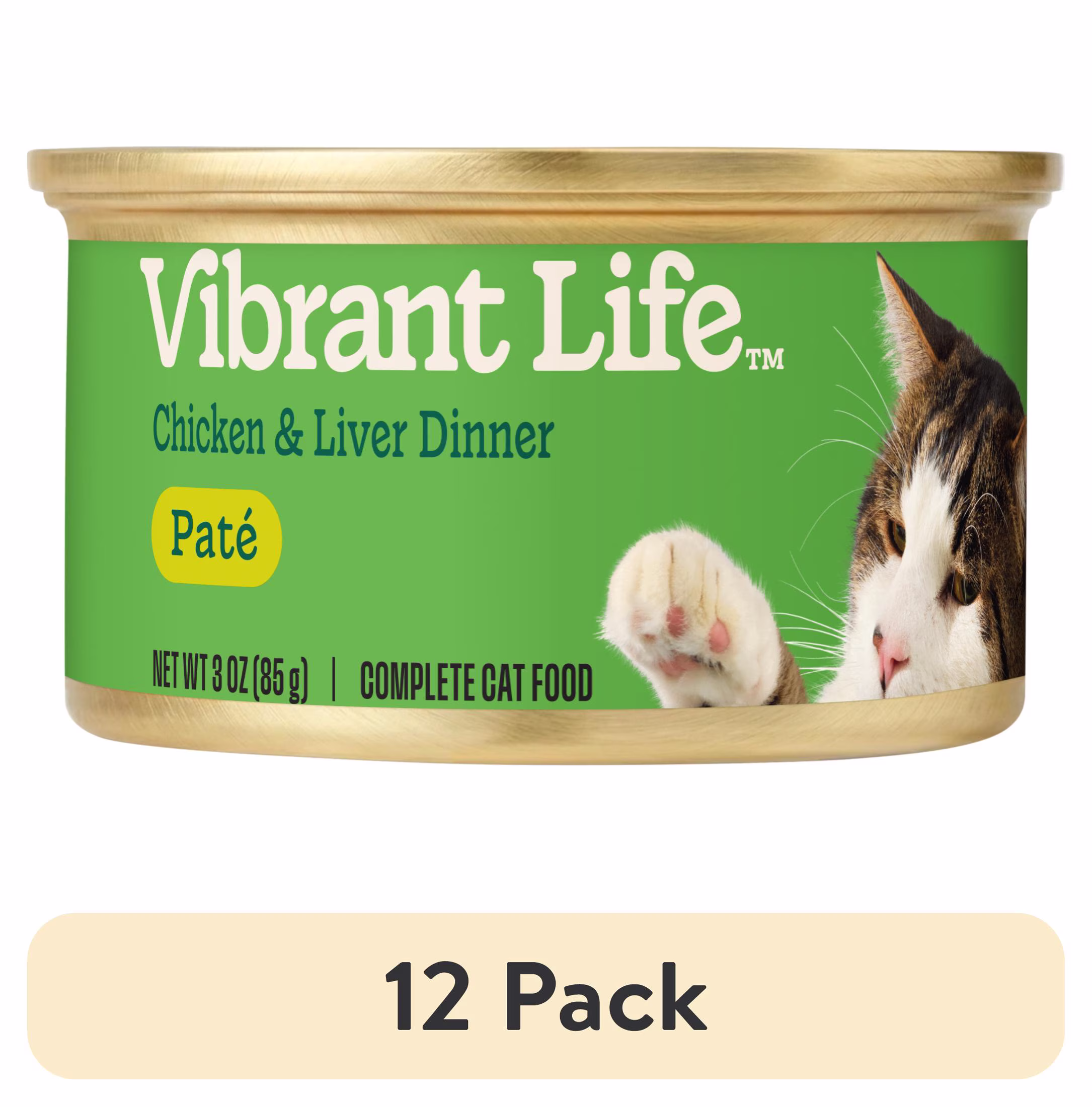 Vibrant Life Chicken & Liver Dinner Classic Pate Wet Cat Food, Grain-Free, 3 oz Can