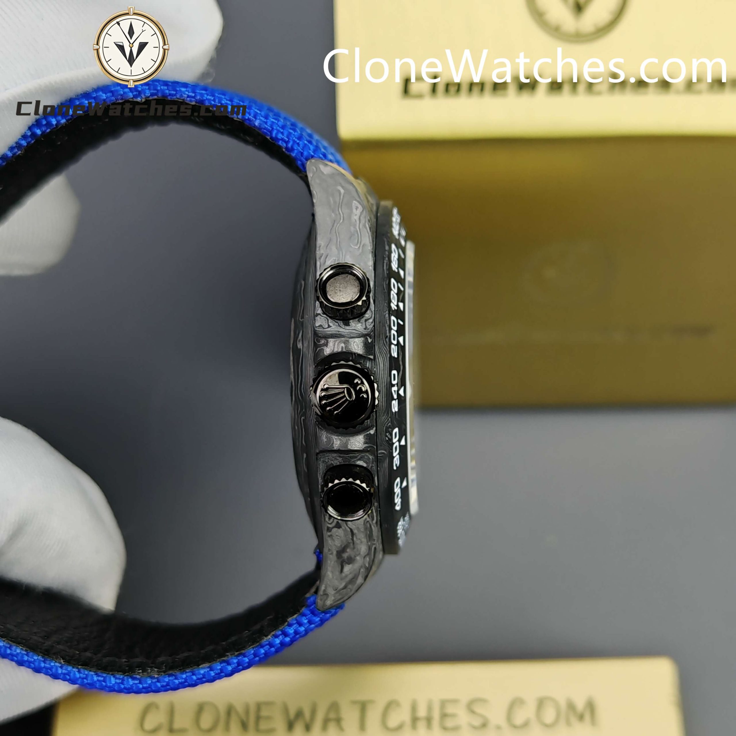 Modified Super Clone Watches 1:1 GET Rolex Daytona Skeleton Dial 4130 Movement Blue Strap