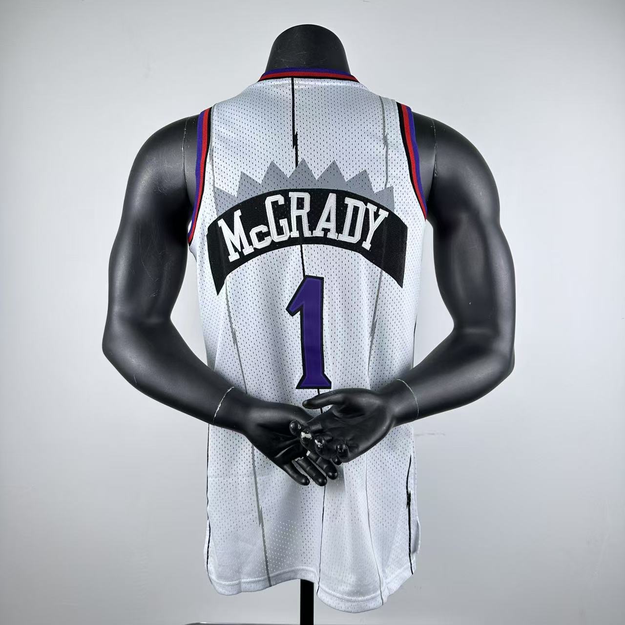 Embroidered MN Retro Jersey Raptors 98/99 Season White No. 1 Tracy McGrady