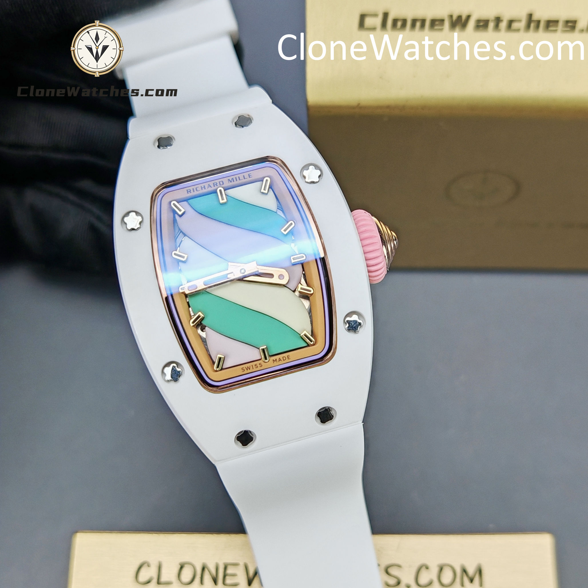 Richard Mille Super Clone Watches 1:1 RM 07-03 “Marshmallow” ATZ Ceramic/TZP White Strap