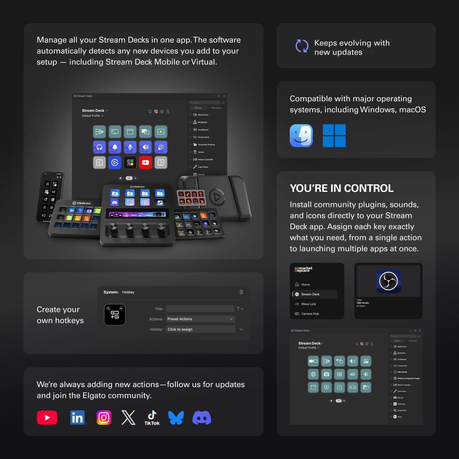 Contrôleur studio Stream Deck XL 32 touches macro actions OBS Twitch YouTube compatible Mac PC
