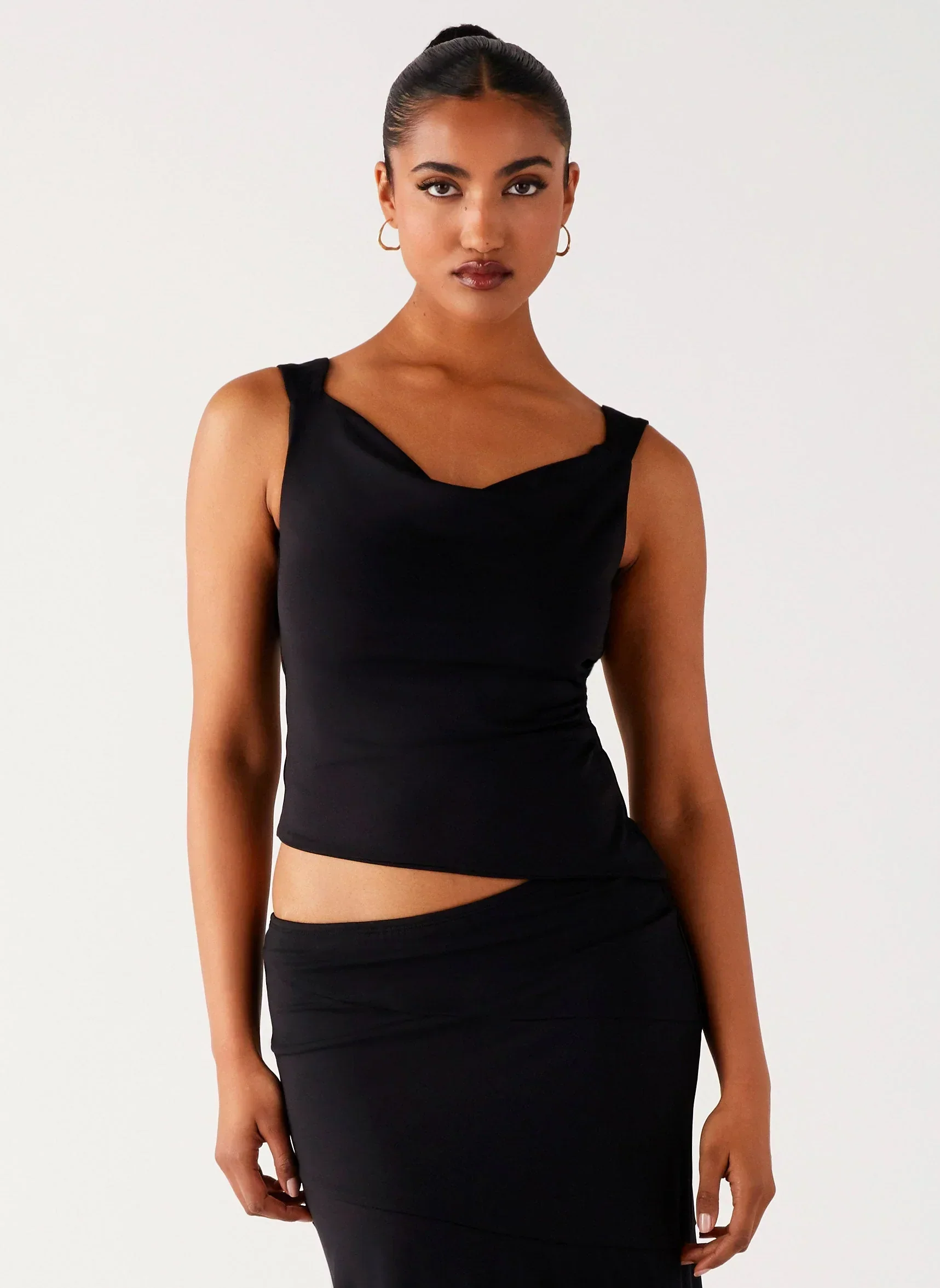 Wonderlust Cowl Top - Black
