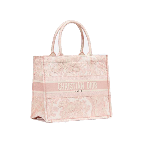 MEDIUM DIOR BOOK TOTE Pink Toile de Jouy Embroidery