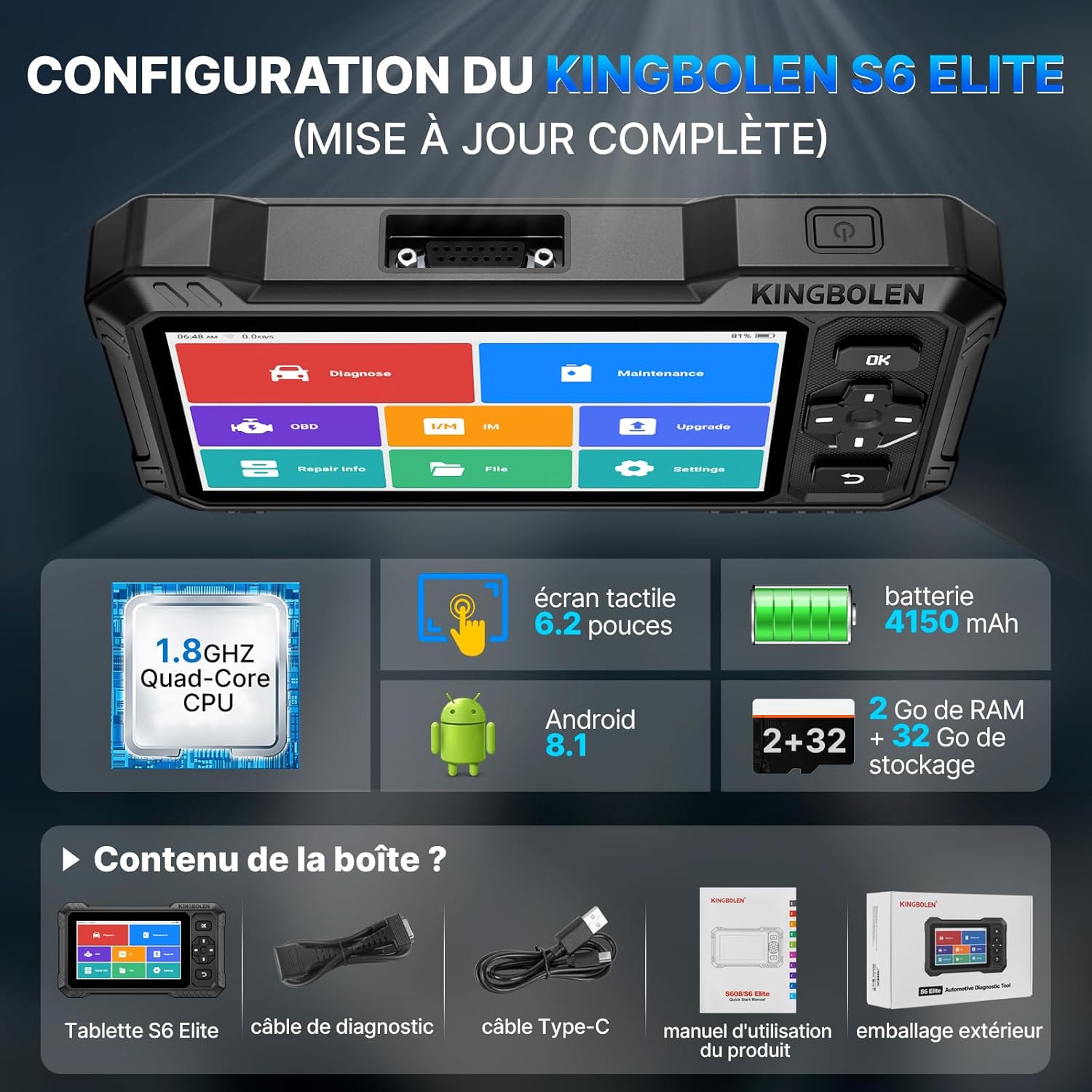 Valise diagnostic auto système complet 15 réinitialisations contrôle bidirectionnel