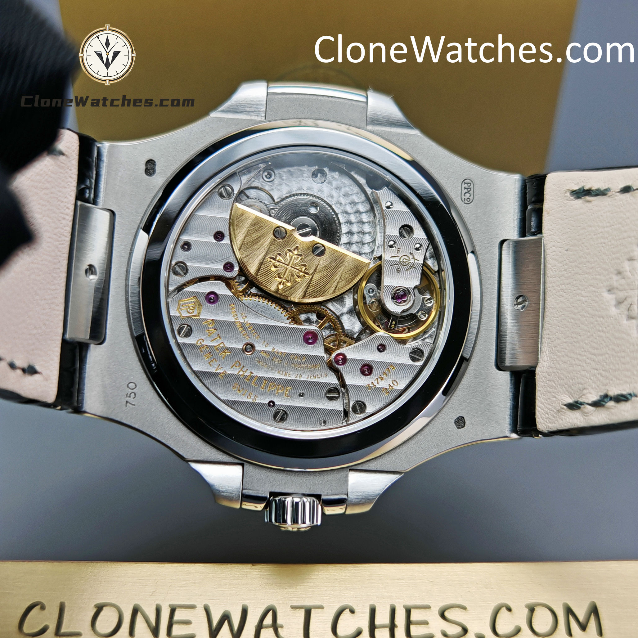 Patek Philippe Super Clone Watches 1:1 Nautilus 5712 Gray Dial Black Leather Strap
