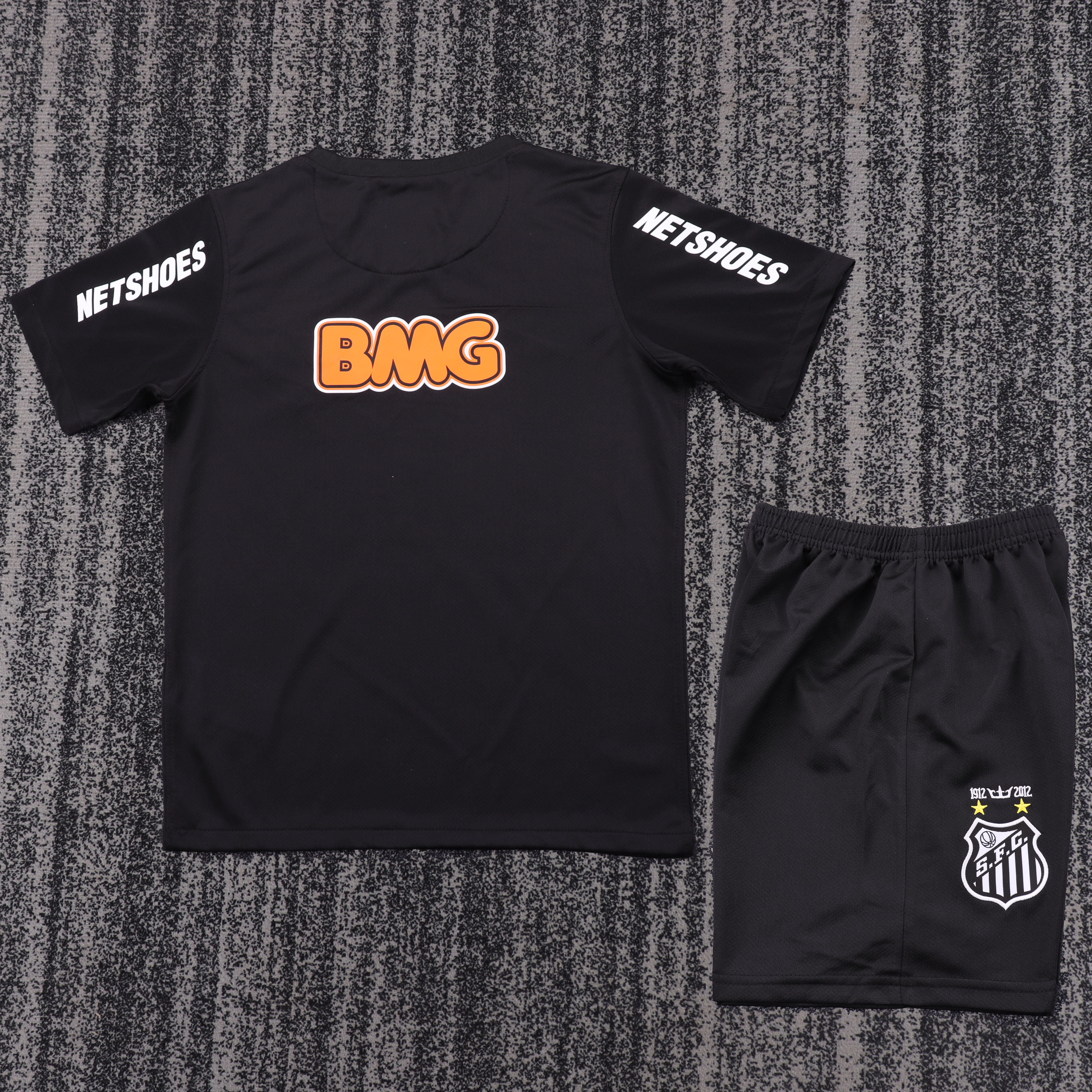 2013 Santos Black Retro Kids Jersey Set - Fans Edition