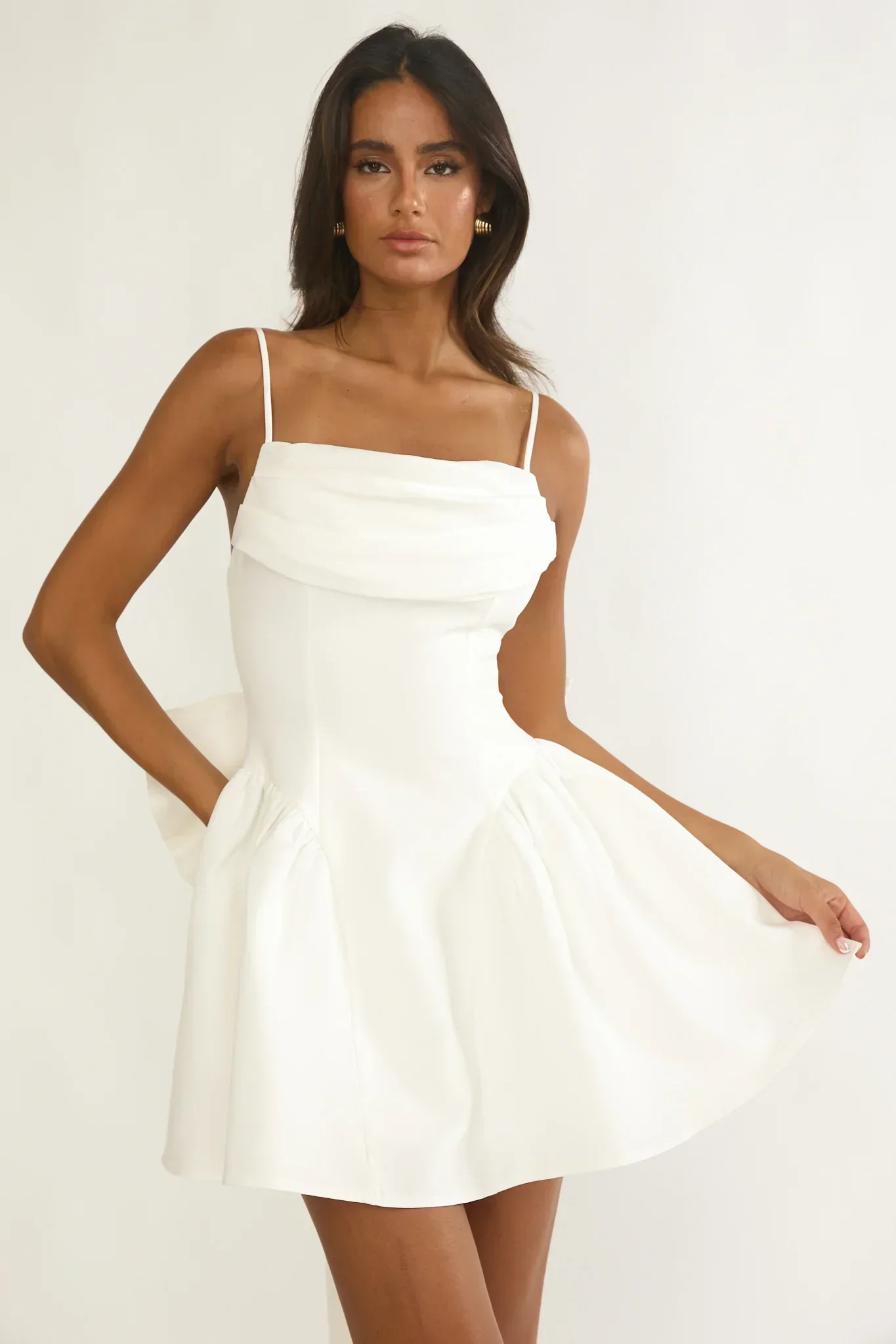 Wilder Oversized Back Bow Mini Dress White