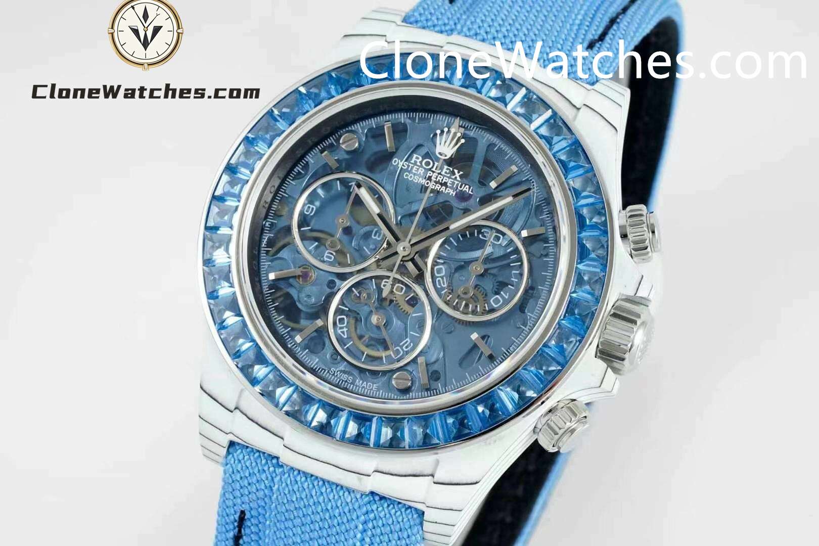 Modified Super Clone Watches 1:1 Sonic Rolex Daytona NTPT Carbon Fiber Skeleton Dial 4130 Movement