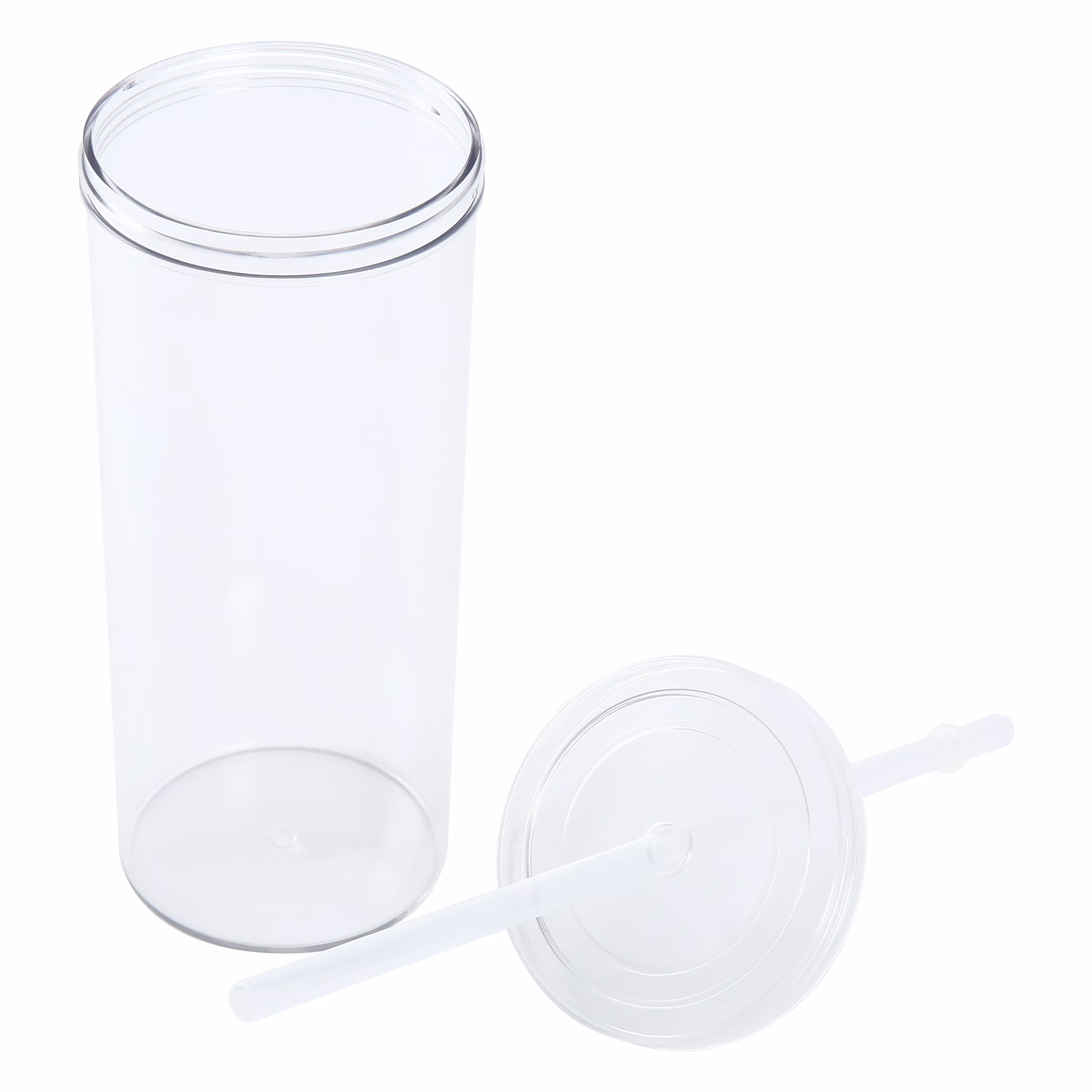 Mainstays 20 oz Clear Plastic Tumbler with Screw Top Lid and Straw