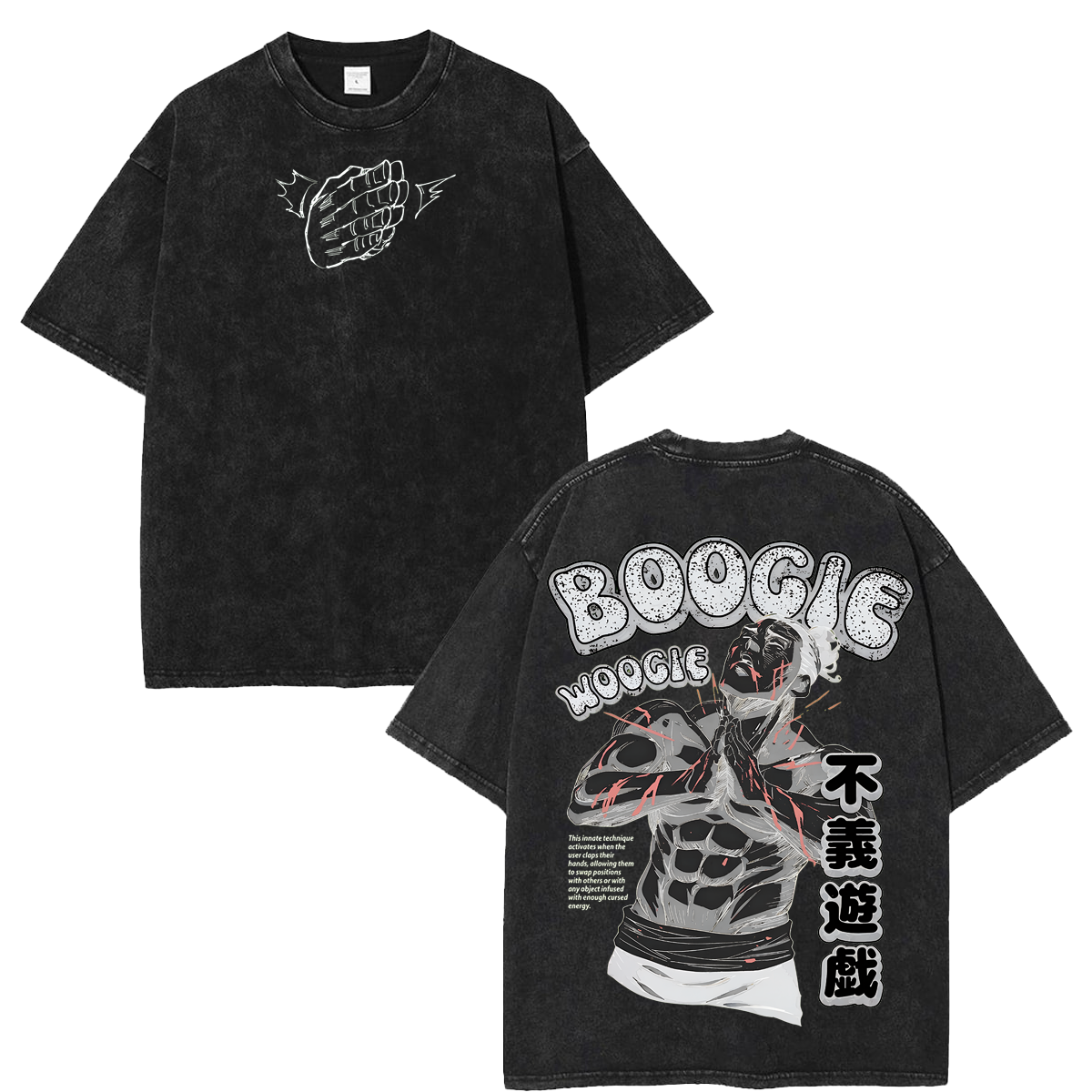 Anime Graphic Tee Jujutsu Kaisen Aoi Todo Boogie Woogie Washed Retro Streetwear Shirt