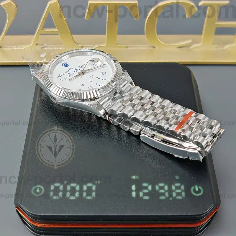 Rolex Super Clone Watches 1:1 DateJust “Who Cares I’m Already Late” White Custom Dial m126334 Jubilee 41MM 3235 Movement