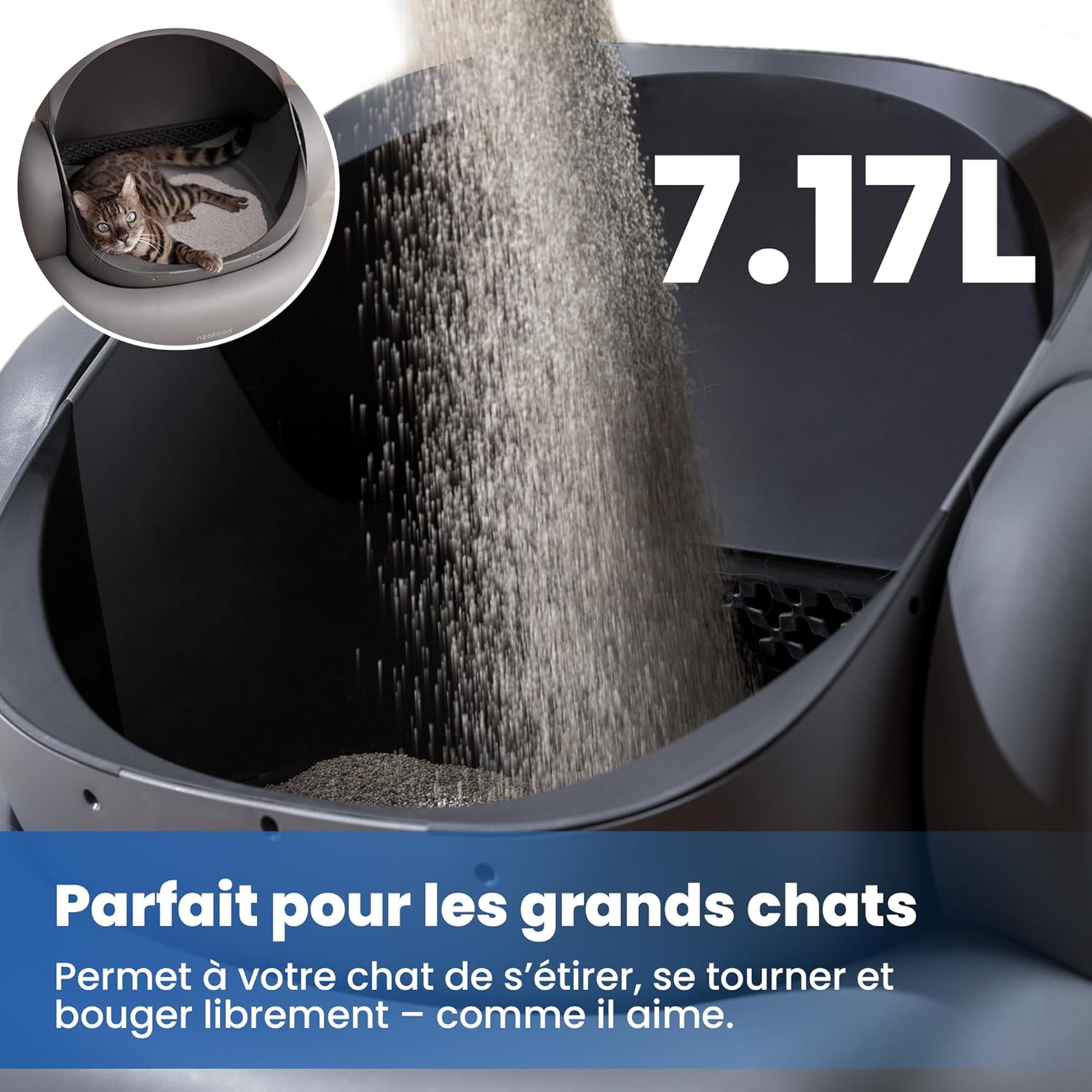 Litière auto nettoyante ouverte contrôle application élimination sans odeur