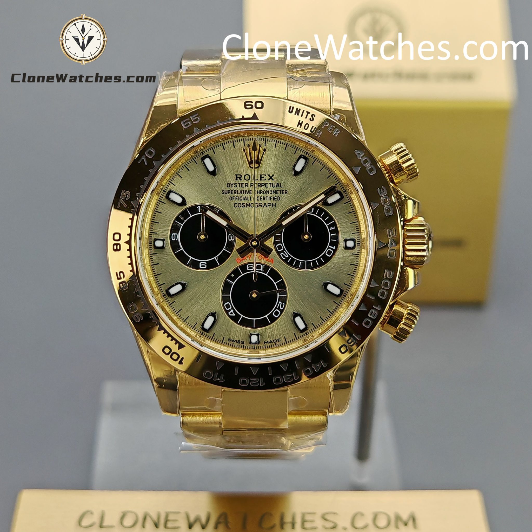 Rolex Super Clone Watches 1:1 Daytona 18K Gold Dial M116508-0014 4130 Movement
