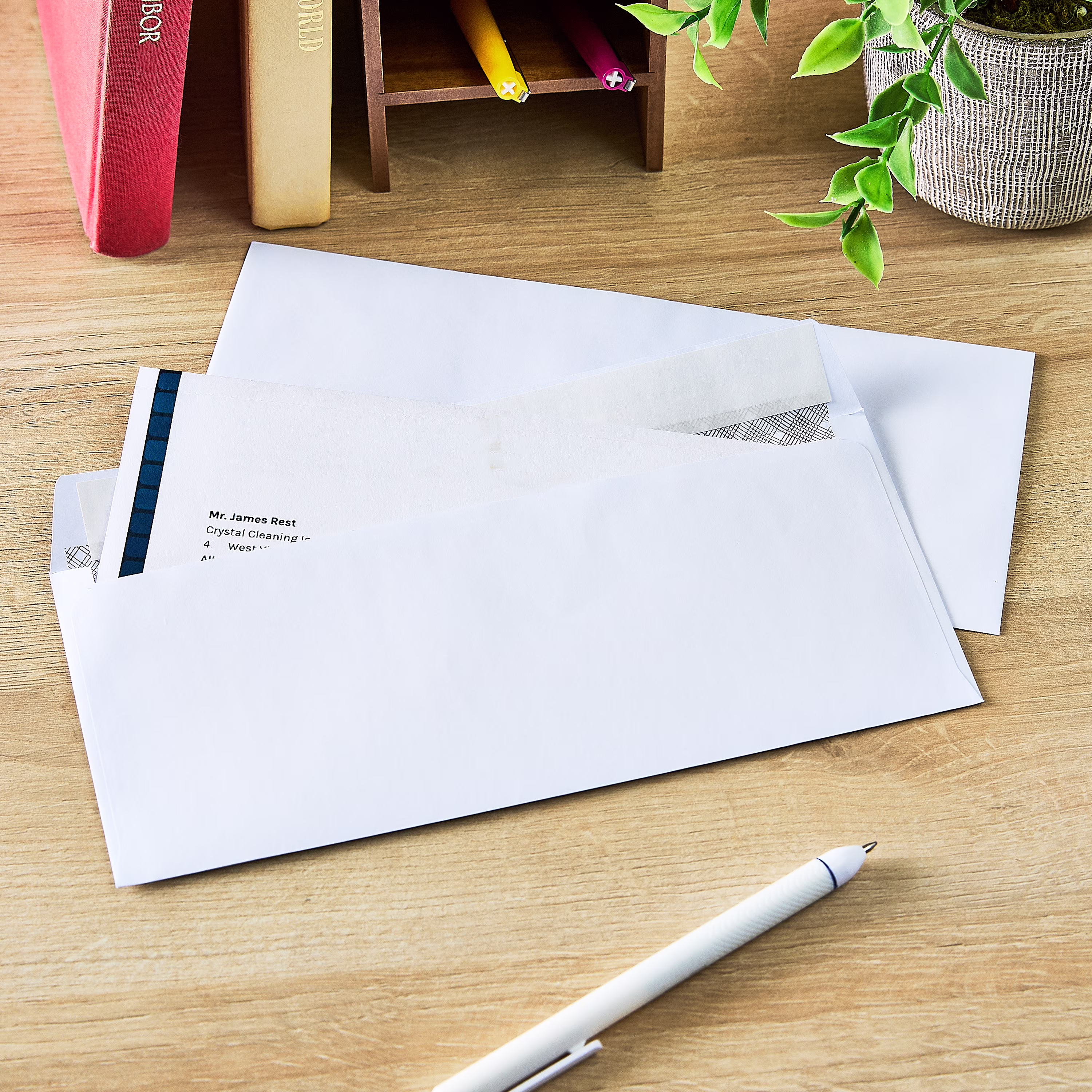(4 pack) PEN + GEAR #10 Privacy Tint Peel and Stick Envelopes, White, 4.13 in x 9.5 in, 40 Count