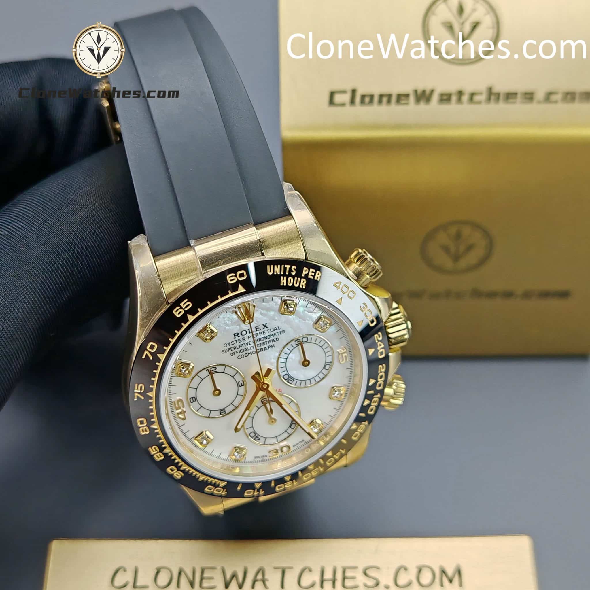 Rolex Super Clone Watches 1:1 Daytona 18K Gold White Dial m116518In-0045 4130 Movement