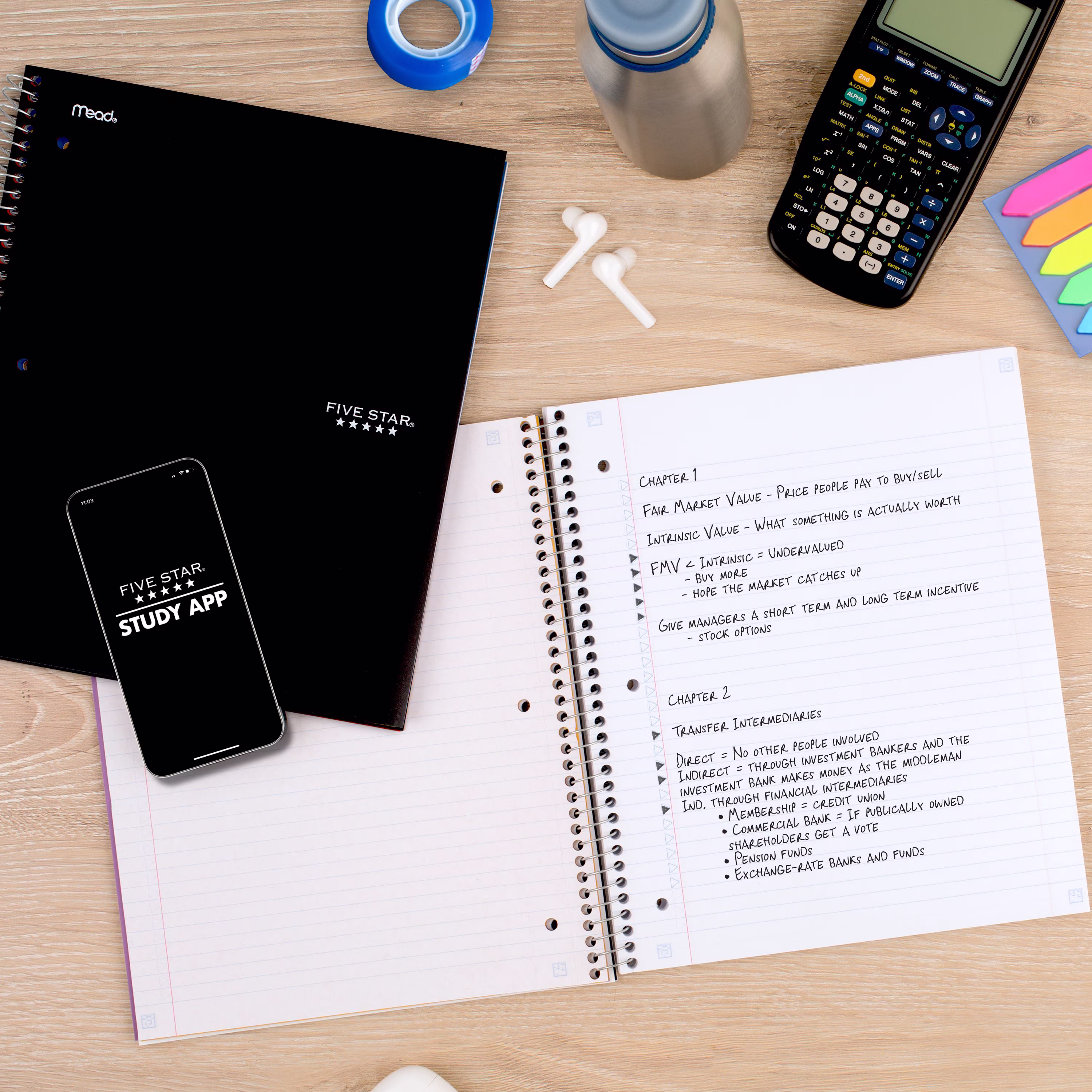 Five Star 1 Subject College Ruled Notebook Plus Study App, 8.5