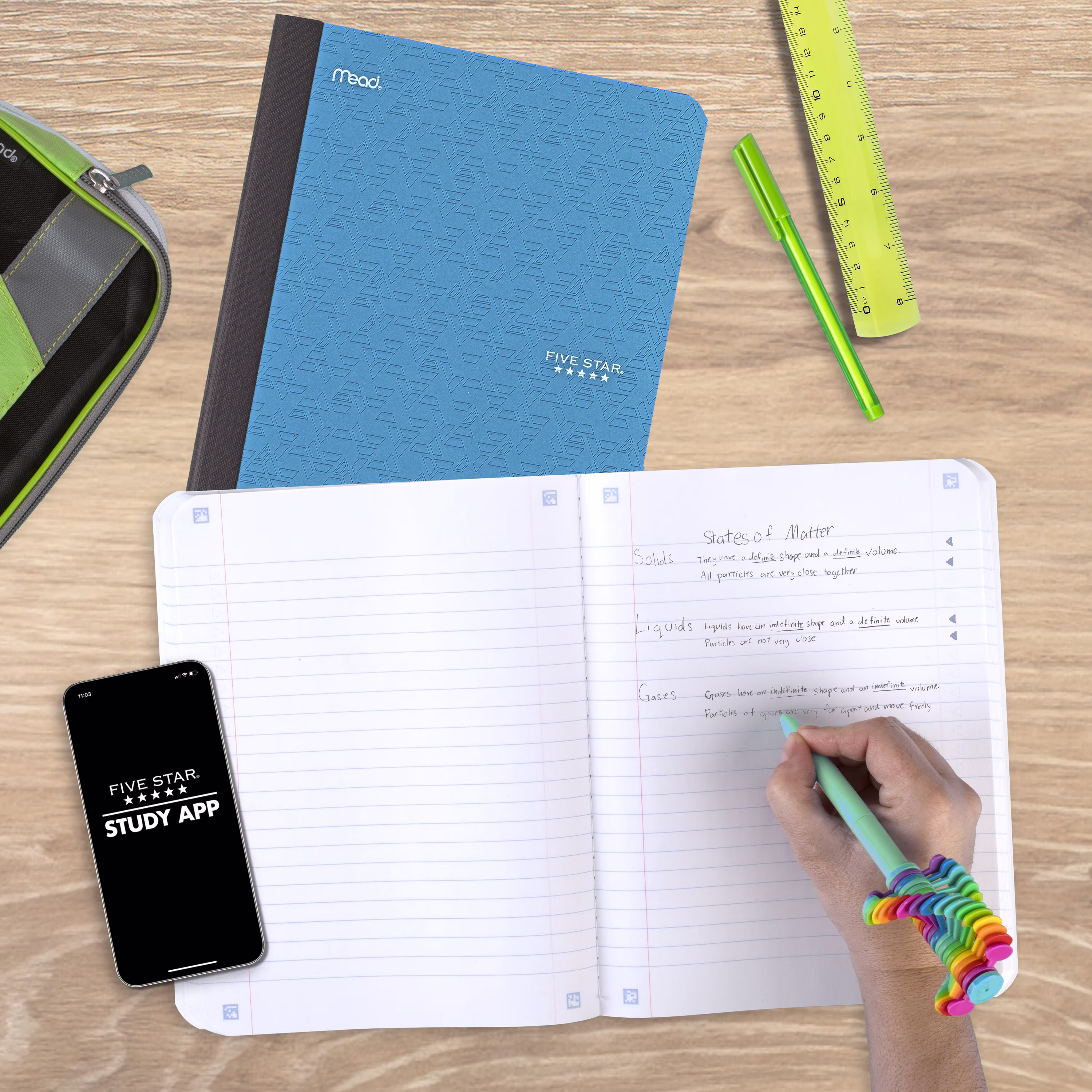 Five Star Composition Book Plus Study App, Wide Ruled, 80 Sheets, 7.5
