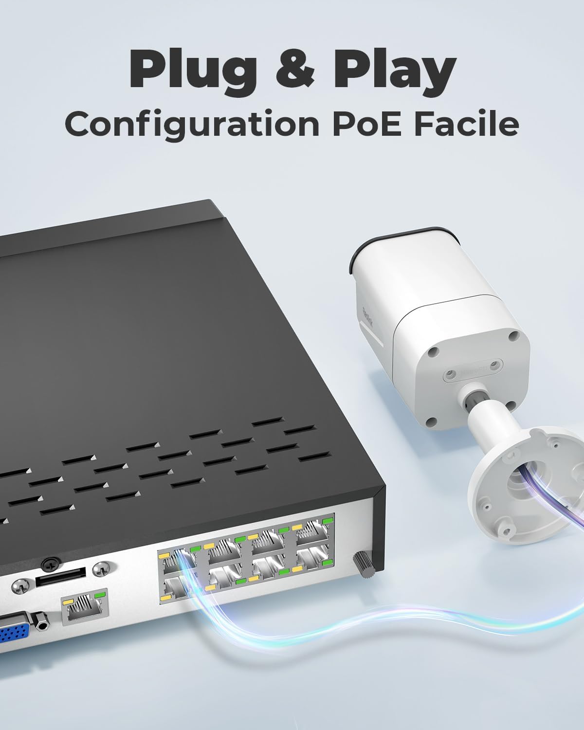 Caméra surveillance extérieure 4K kit NVR 8CH 2To PoE 8MP vision nocturne 30m audio RLK8-800B4