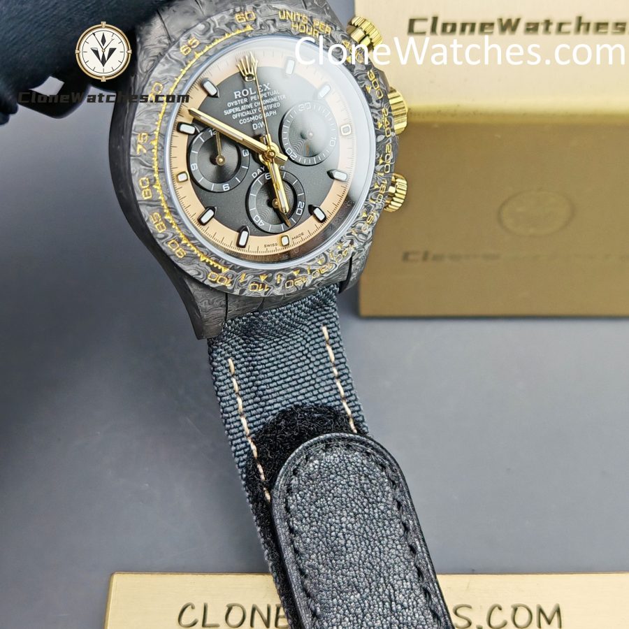 Modified Super Clone Watches 1:1 DiW Rolex Daytona NTPT Carbon “CREAM INVERT GOLD”