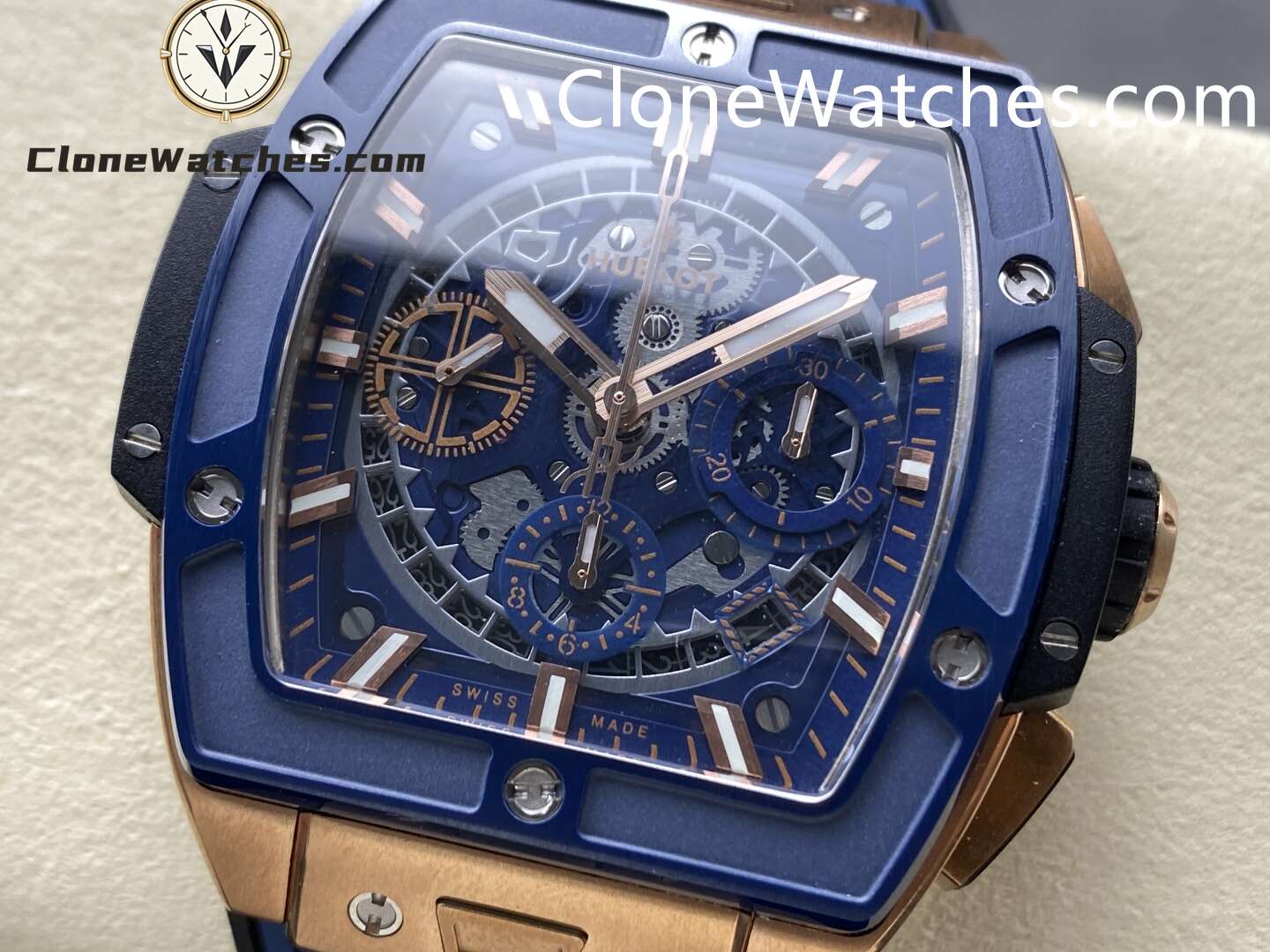 Hublot Super Clone Watches 1:1 Spirit of Big Bang King Gold Blue Ceramic 42MM 642.OL.7180.RX