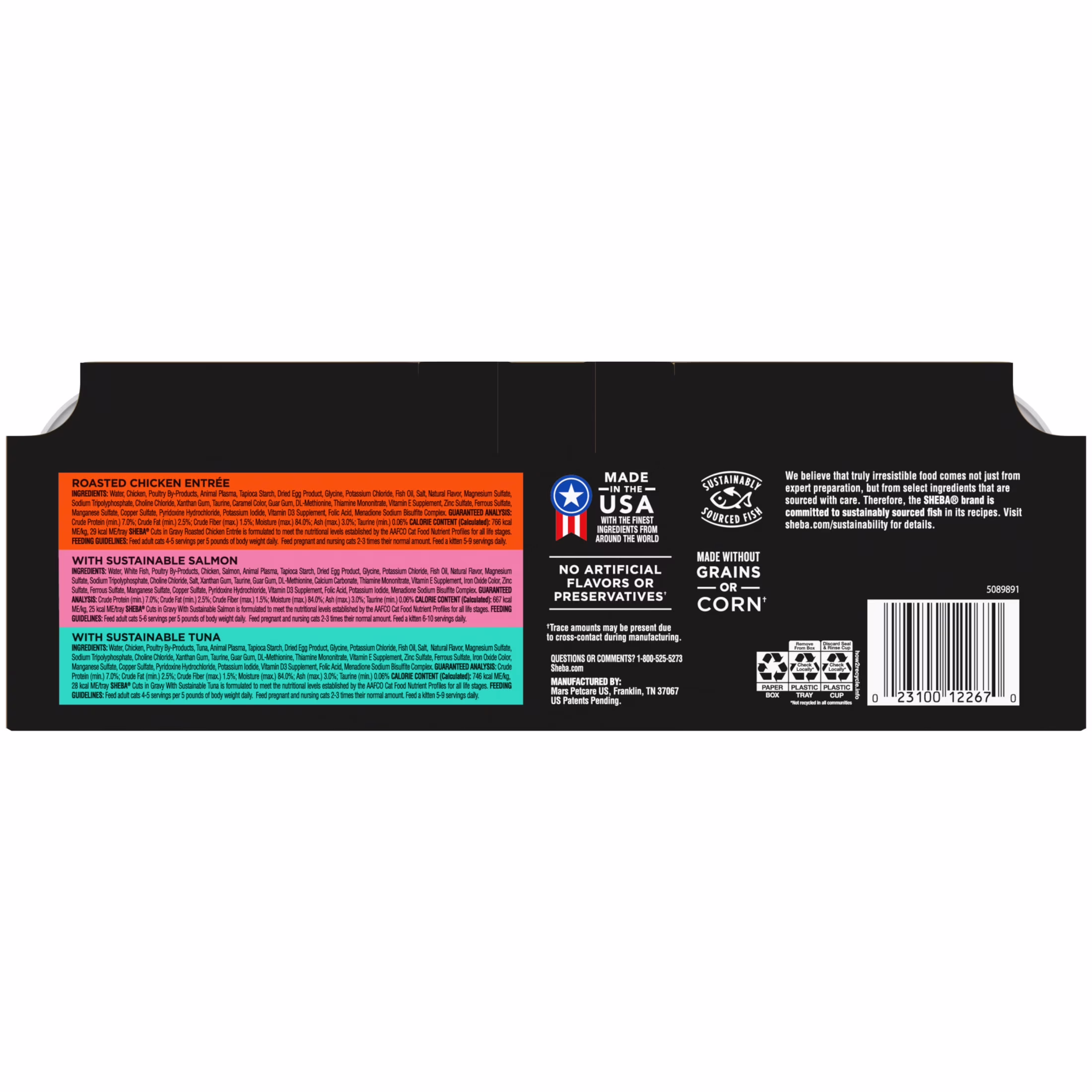 Sheba Perfect Portions Twin-Pack Tray Wet Cat Food Cuts in Gravy with Sustainable Tuna 2.6 oz