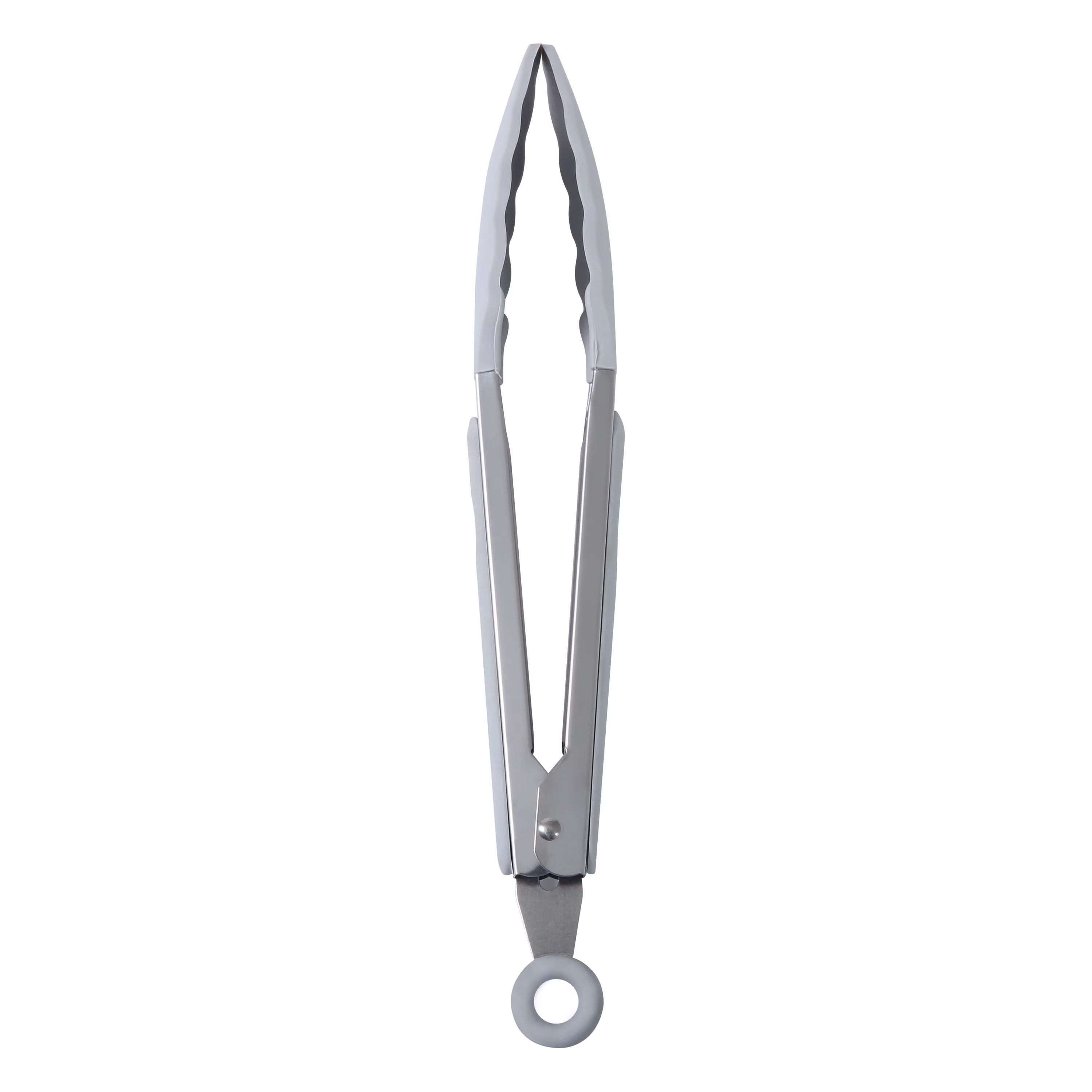 Mainstays 9 Inch Stainless Steel Silicone Locking Food Tongs with Soft Grip Handle, Grey Flannel