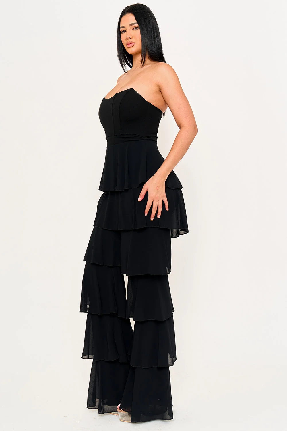 Symphony Jumpsuit - Techno Crepe & Chiffon Contrast Jumpsuit