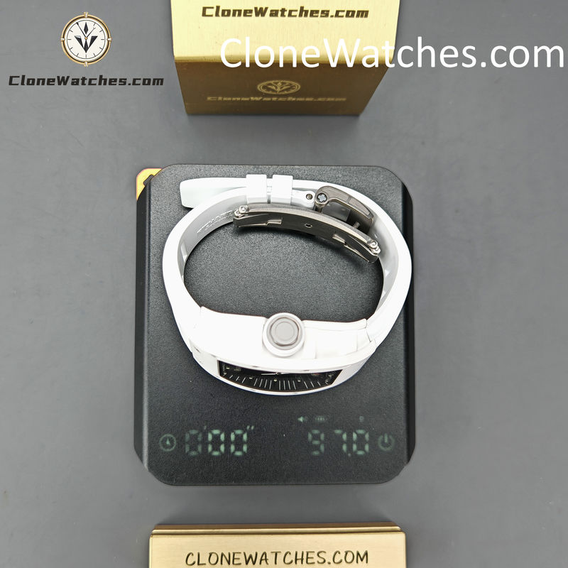Richard Mille Super Clone Watches 1:1 RM 055 Ceramics Tourbillon White Strap