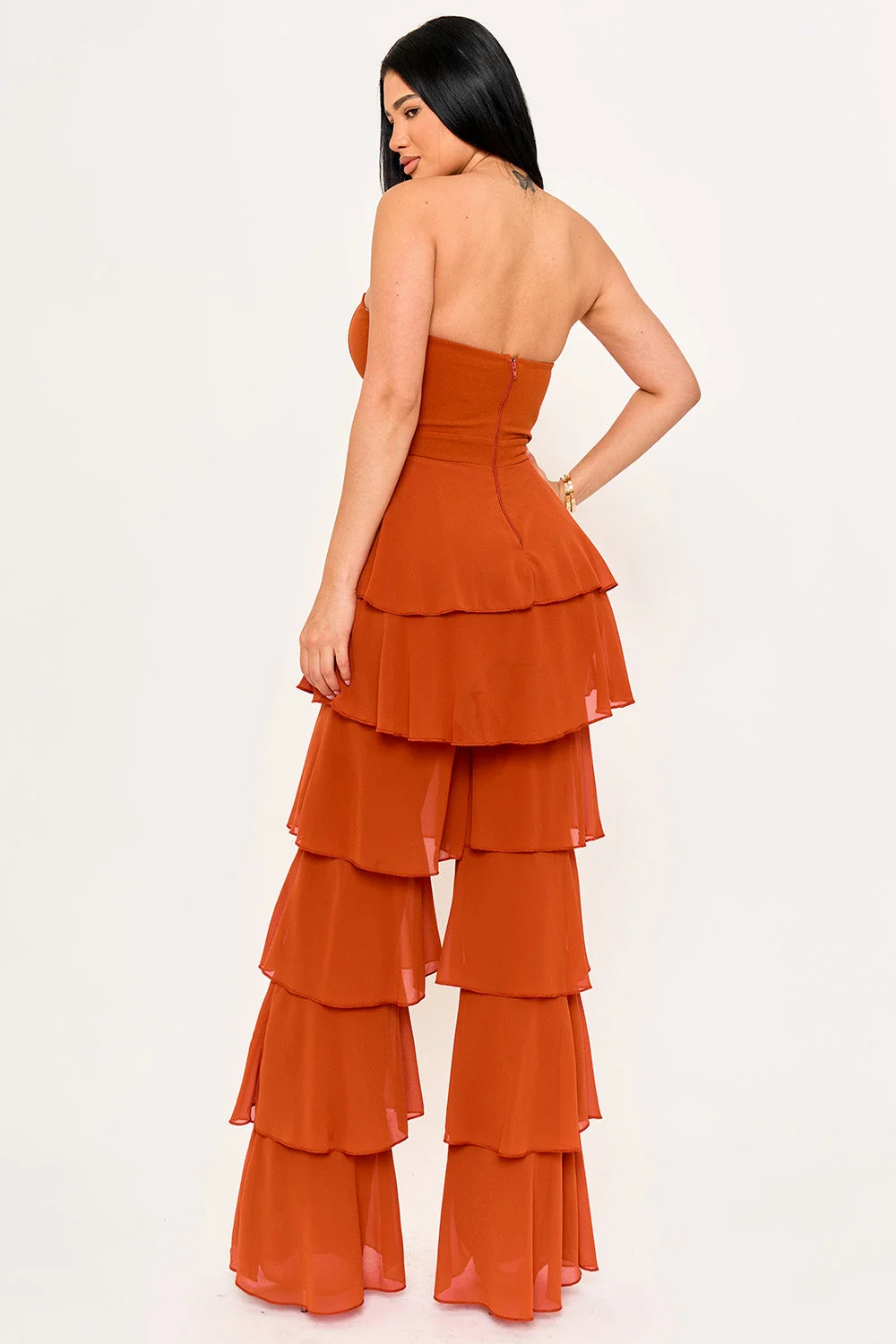 Symphony Jumpsuit - Techno Crepe & Chiffon Contrast Jumpsuit