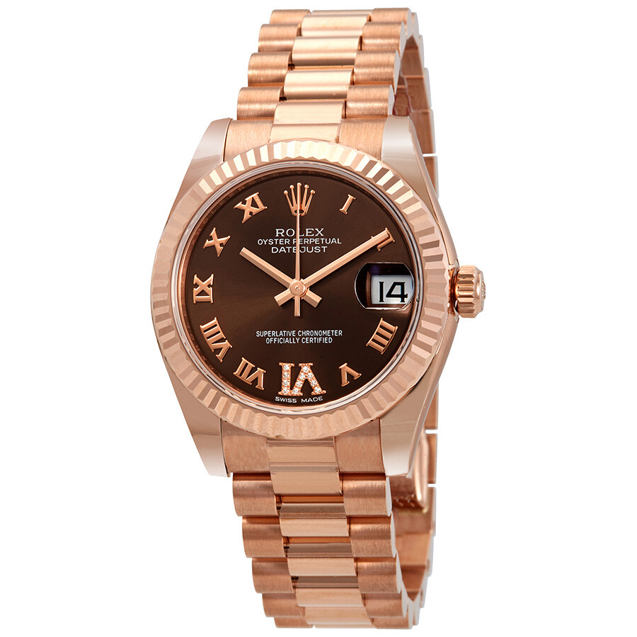 Rolex Datejust Chocolate Dial Automatic Ladies 18kt Everose Gold President Watch 178275CHRDP（Lifetime free warranty+90-days replacement service & Refund!.）