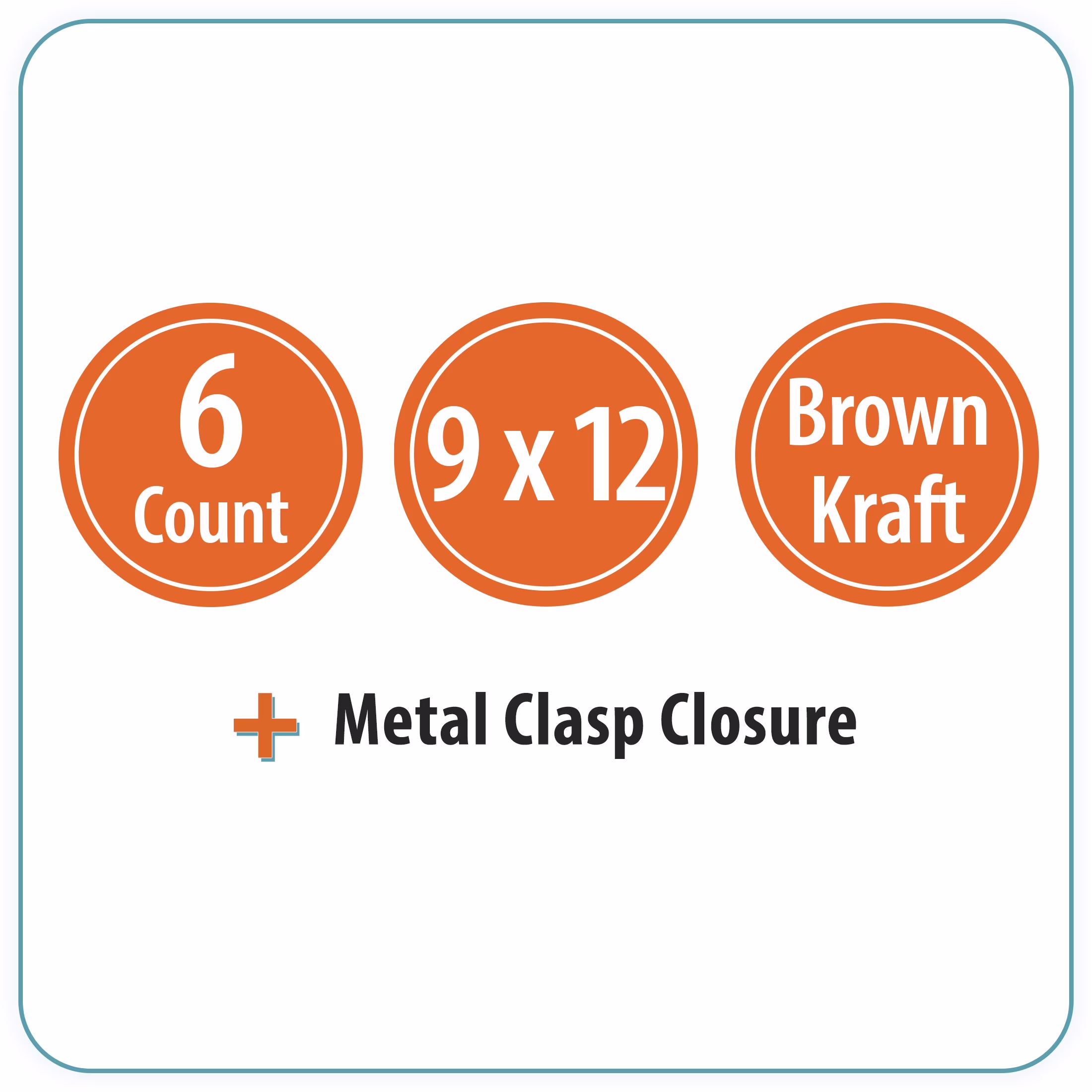 Pen+Gear Kraft Clasp Envelopes, 9 in x 12 in, 6 Count