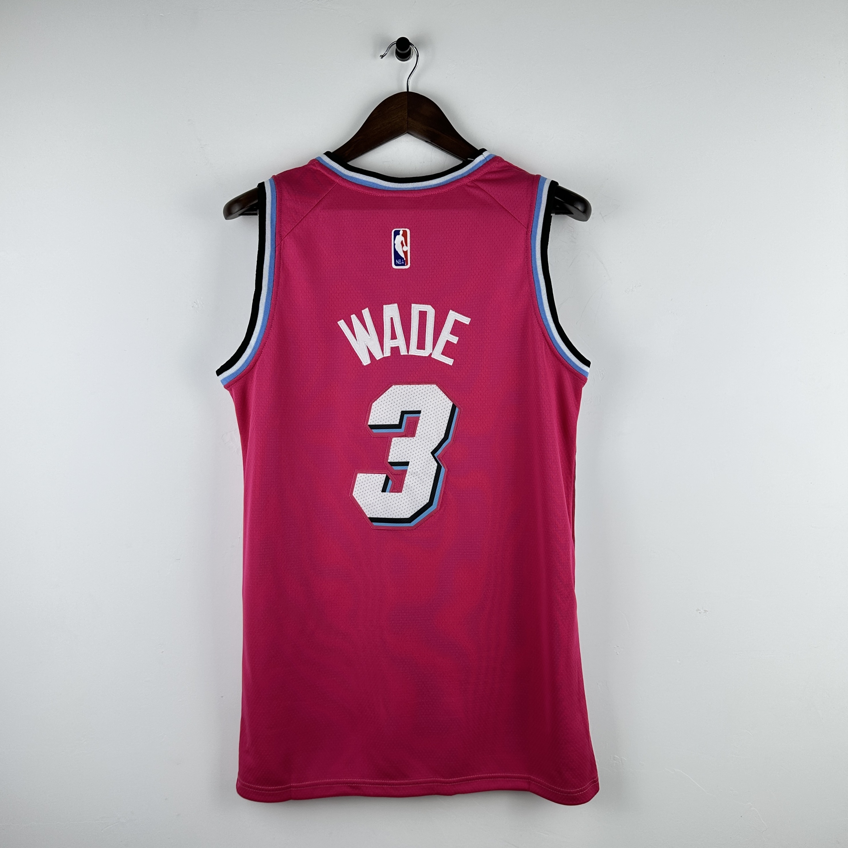 Embroidered Miami Heat Crew Neck Pink #3 Dwyane Wade