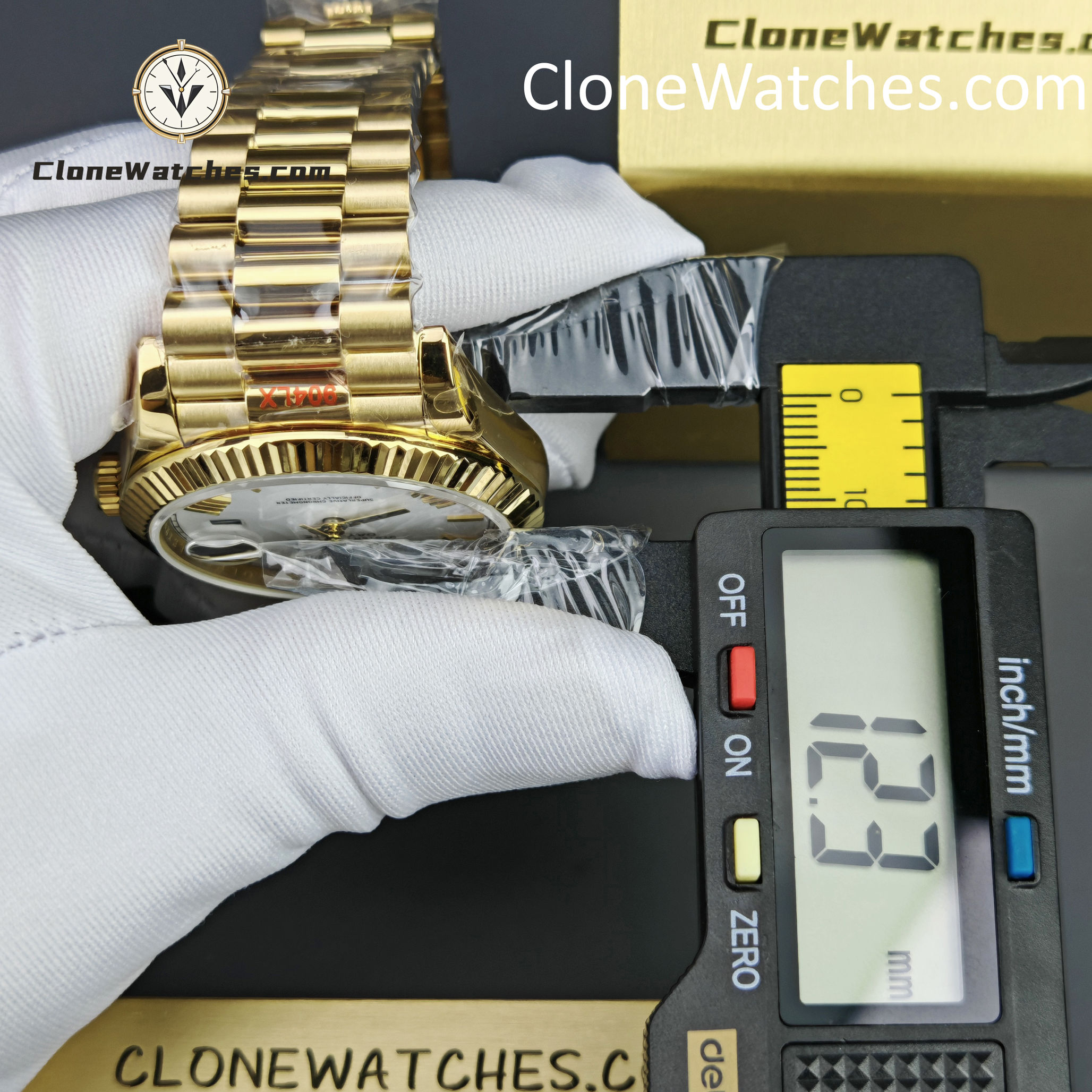 Rolex Super Clone Watches 1:1 Day Date 18K Gold White Dial 40mm m228238-0042 3255 Movement