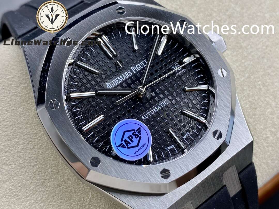 Audemars Piguet Super Clone Watches 1:1 Royal Oak 15400 Black Dial Rubber Strap