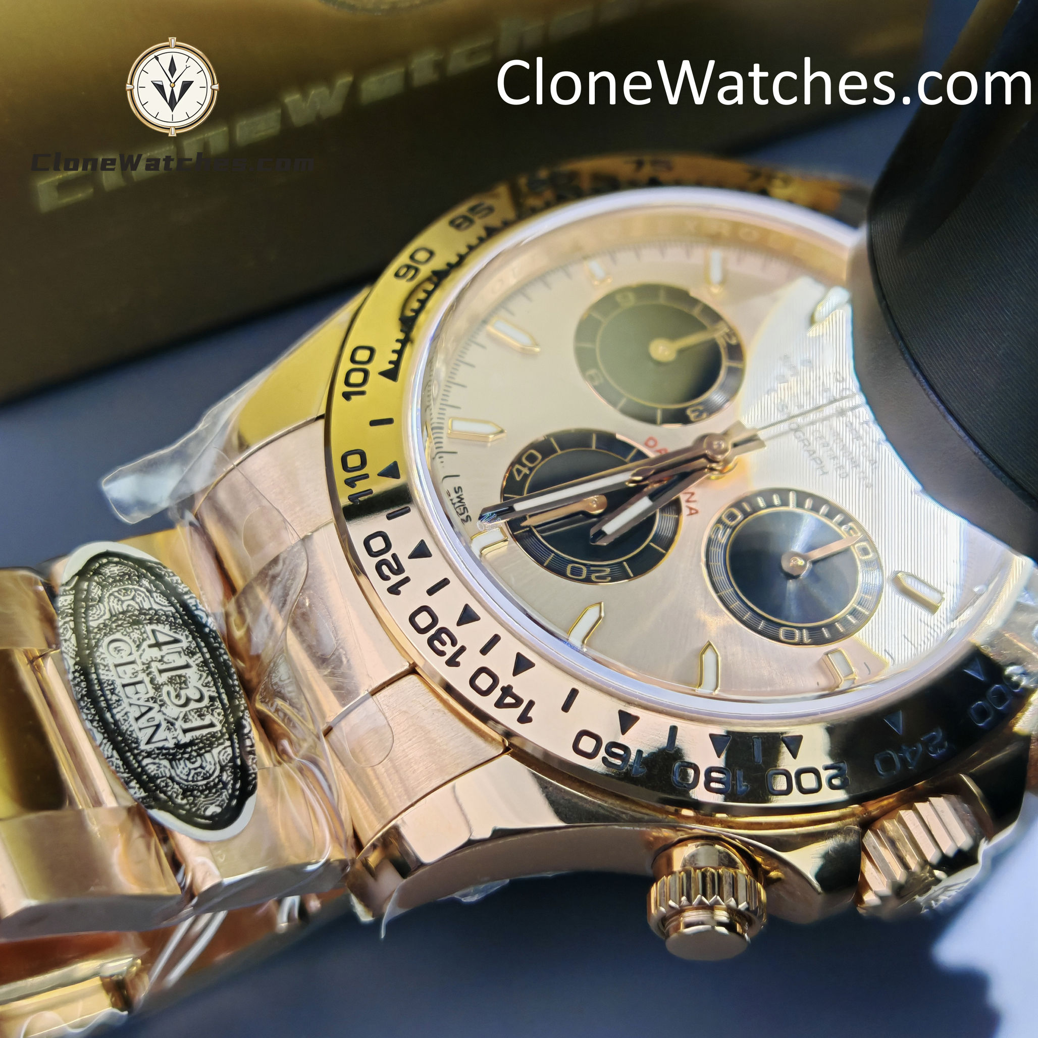 Rolex Super Clone Watches 1:1 Daytona Sundust Dial Rose Gold 126505-0003 4131 Movement