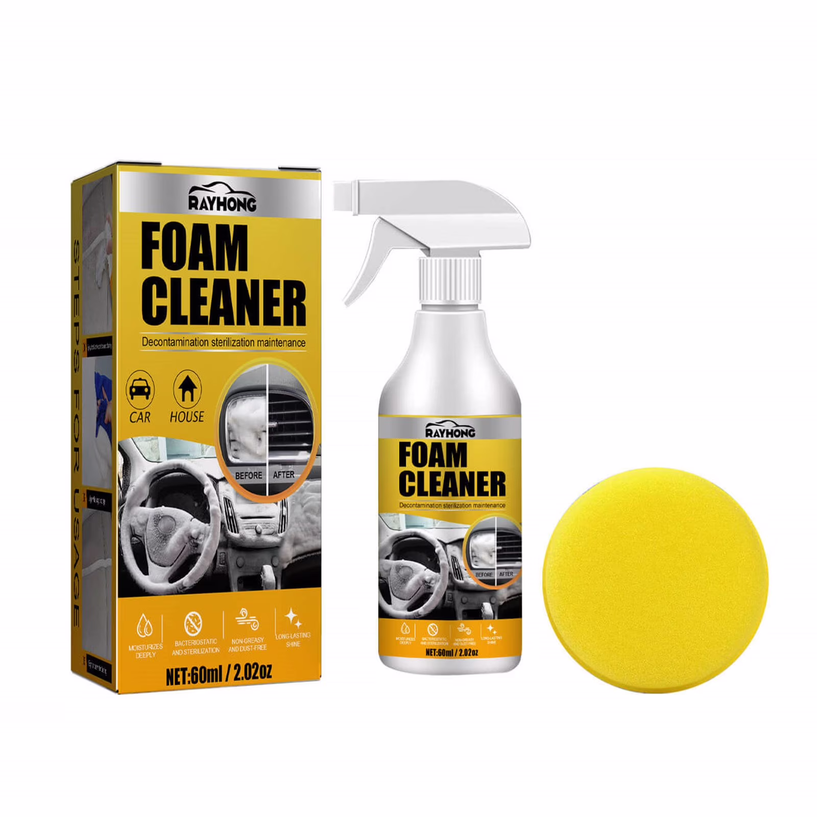 Multi-Purpose Foam Cleaner, Multi-Purpose Powerful Car Interior Foam Cleaner, Car Seat Foam Cleaner Spray, Car Interior Foam Refinisher Cleaner, Car Seat Stain Remover