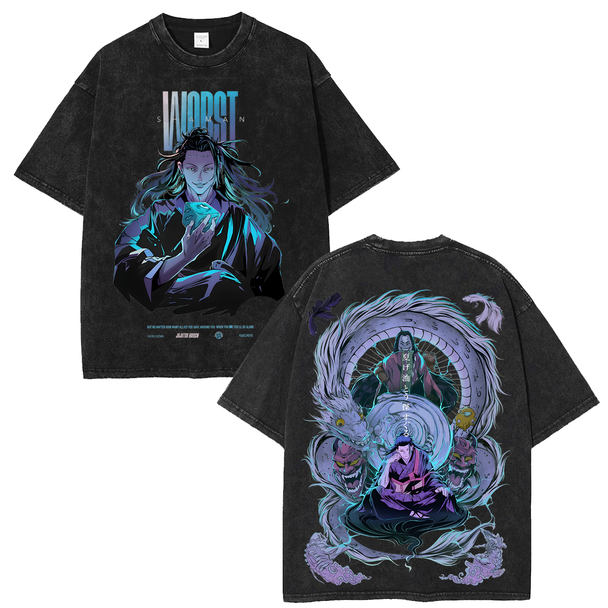Vintage Wash Tee Jujutsu Kaisen Anime Washed T-Shirt Suguru Geto Prison Realm Graphic Shirt