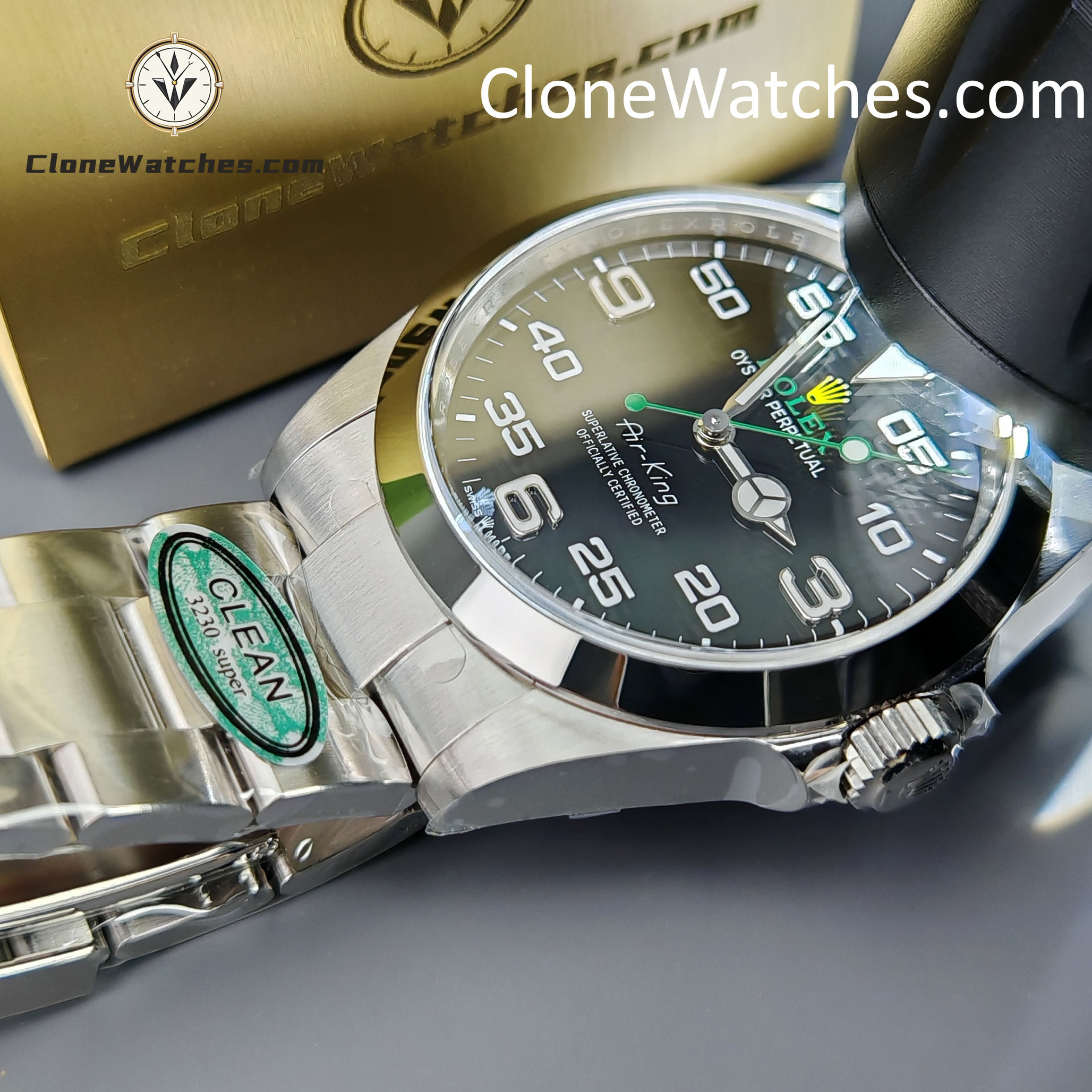 Rolex Super Clone Watches 1:1 Air king Black Dial M126900-0001 3230 Movement