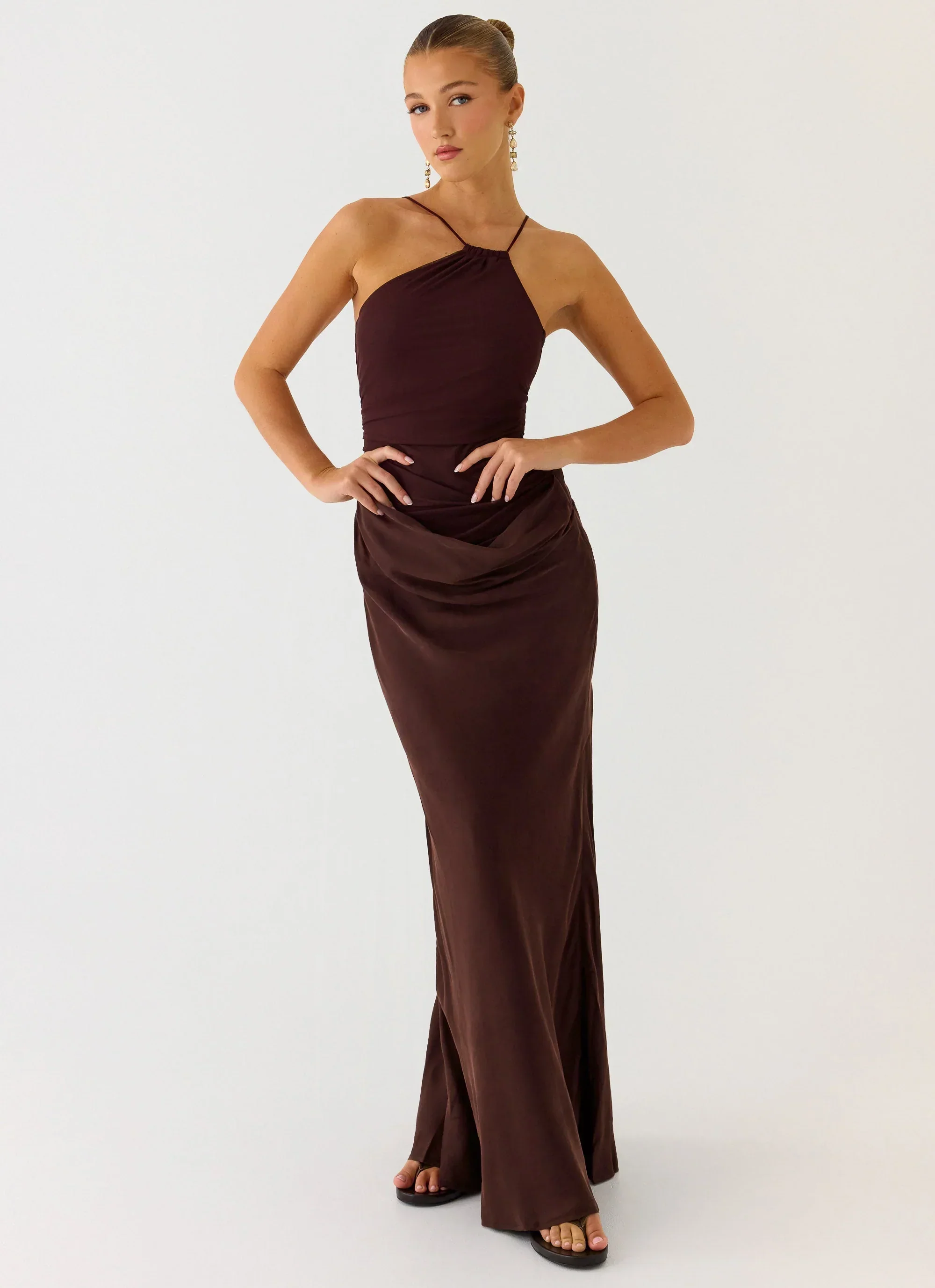 Pristin Cupro Maxi Dress - Cool Chocolate